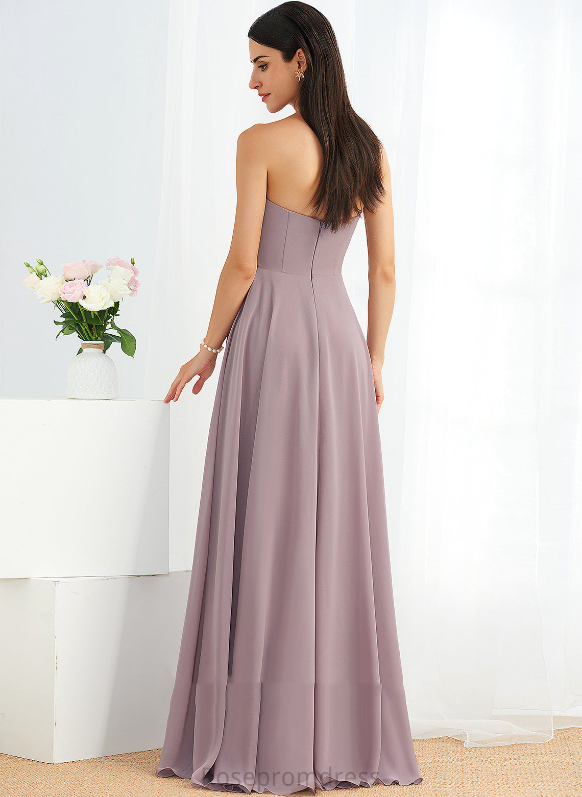 Length Silhouette SplitFront Fabric Strapless Embellishment Neckline A-Line Floor-Length Nicky Natural Waist Floor Length Bridesmaid Dresses