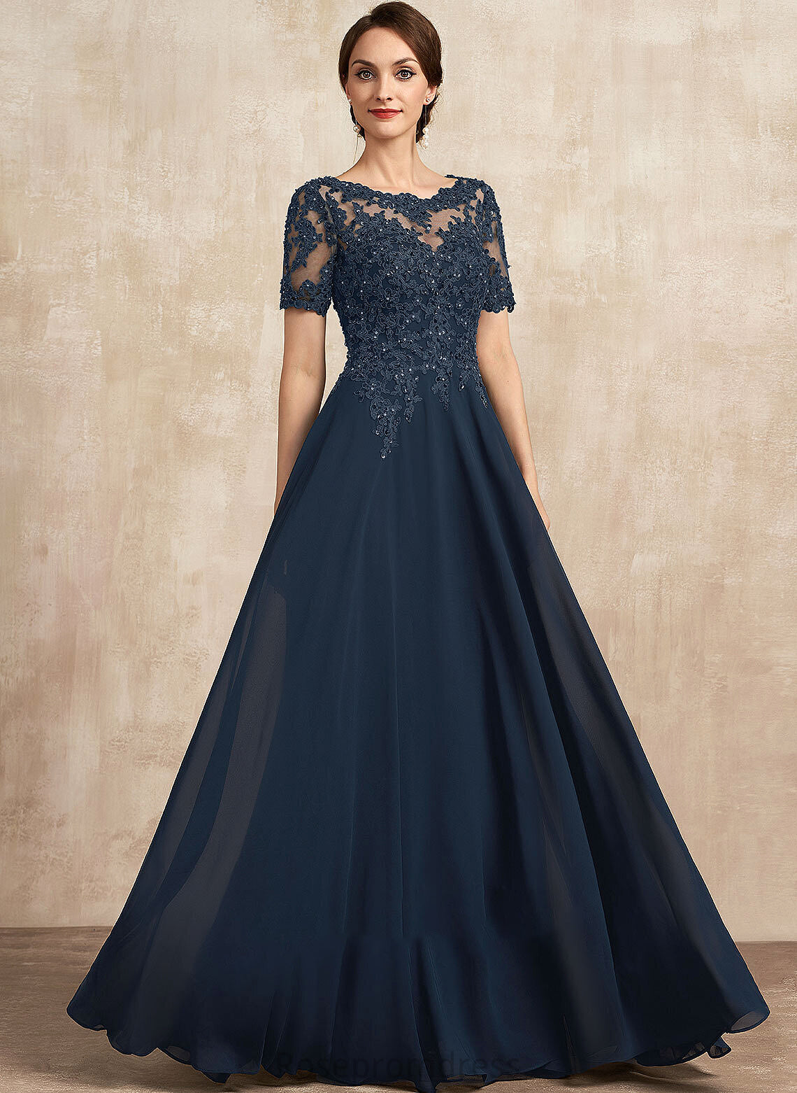 Beading Neck the of Dress Floor-Length Shayla Lace Scoop With Chiffon Bride Mother Mother of the Bride Dresses A-Line Sequins