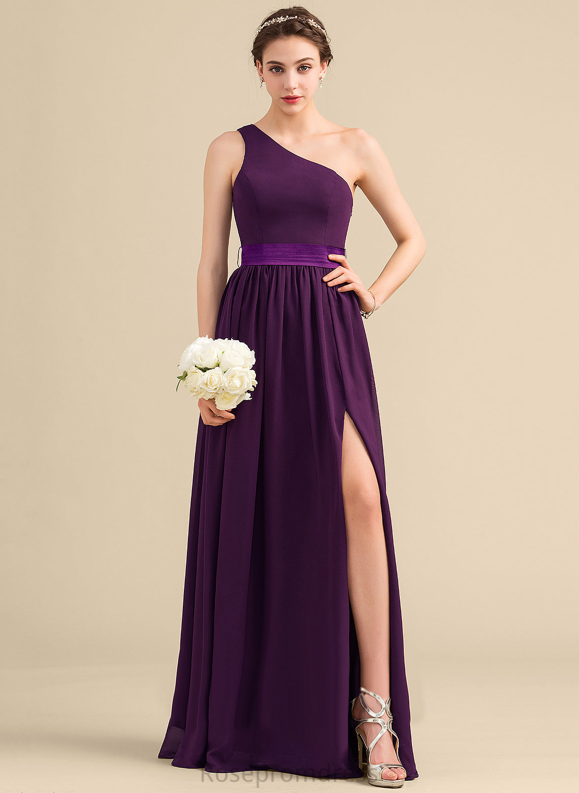 Fabric Silhouette Neckline OneShoulder A-line Charmeuse Length Floor-Length Straps&Sleeves Rosalind Sheath/Column Sleeveless Bridesmaid Dresses