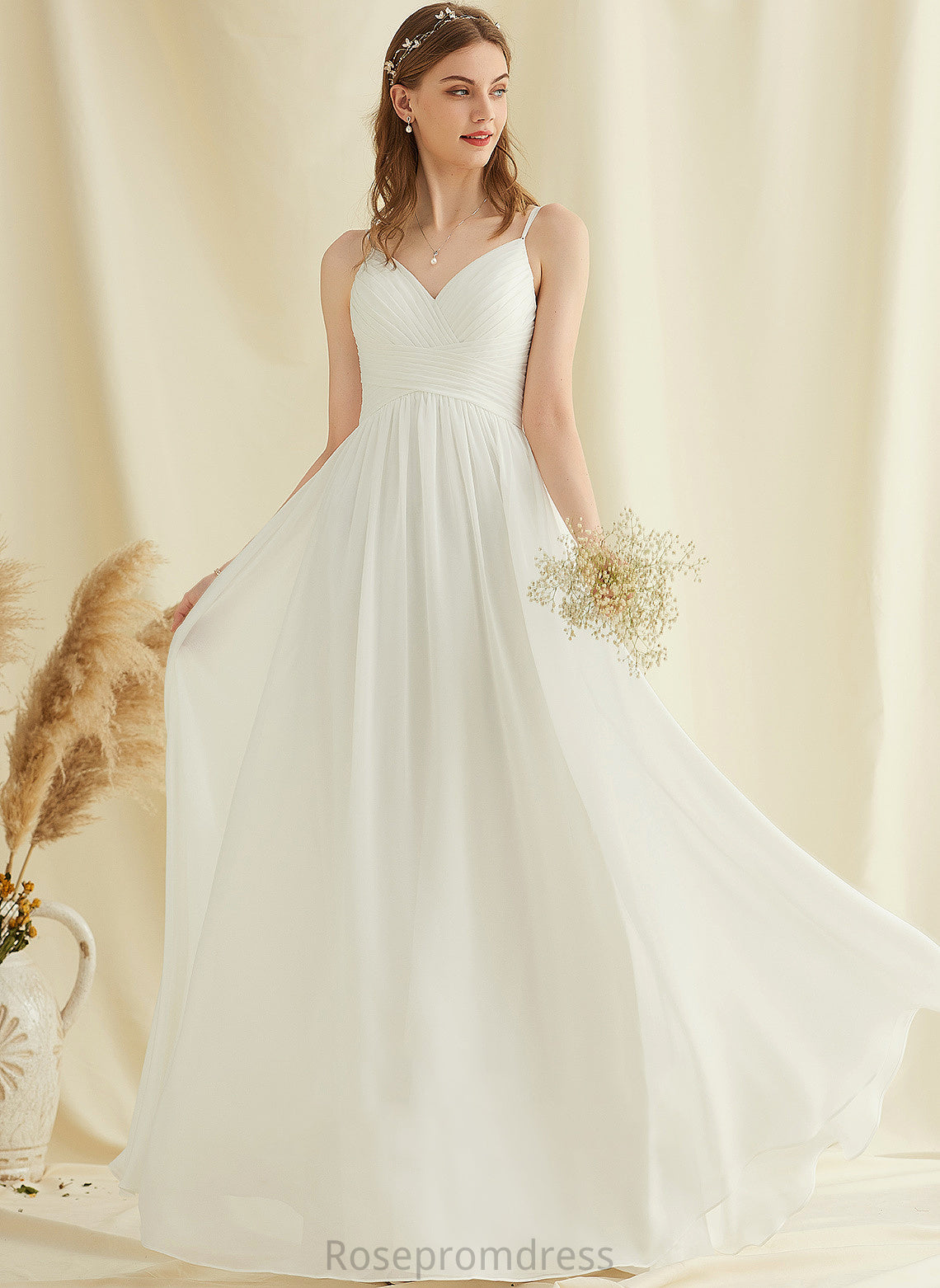 Floor-Length Wedding Dress Chiffon Wedding Dresses A-Line Makenna V-neck