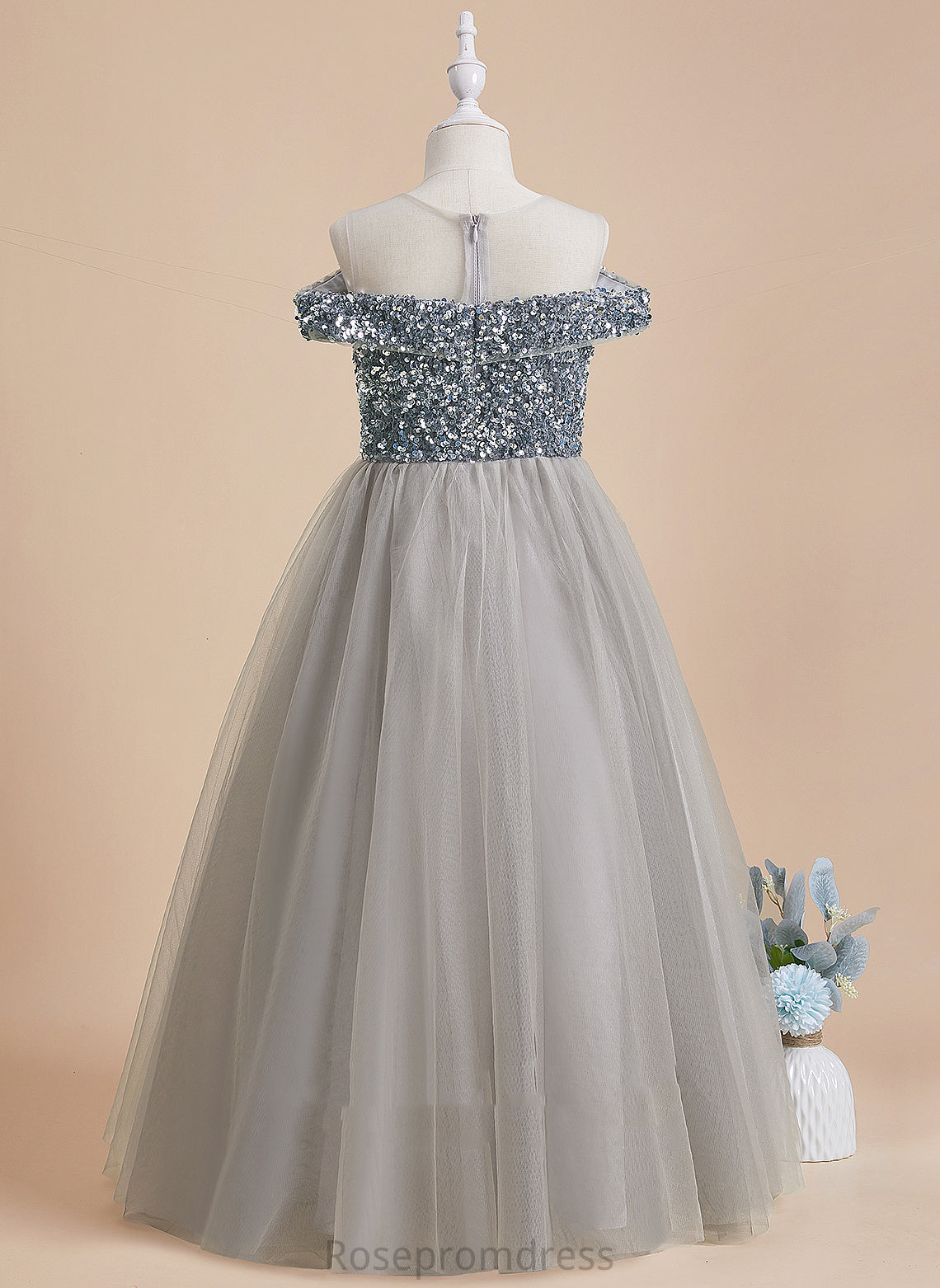 Neck Flower Girl Dresses Sleeveless Flower Tulle/Sequined A-Line Girl - Floor-length Dress Joslyn Scoop