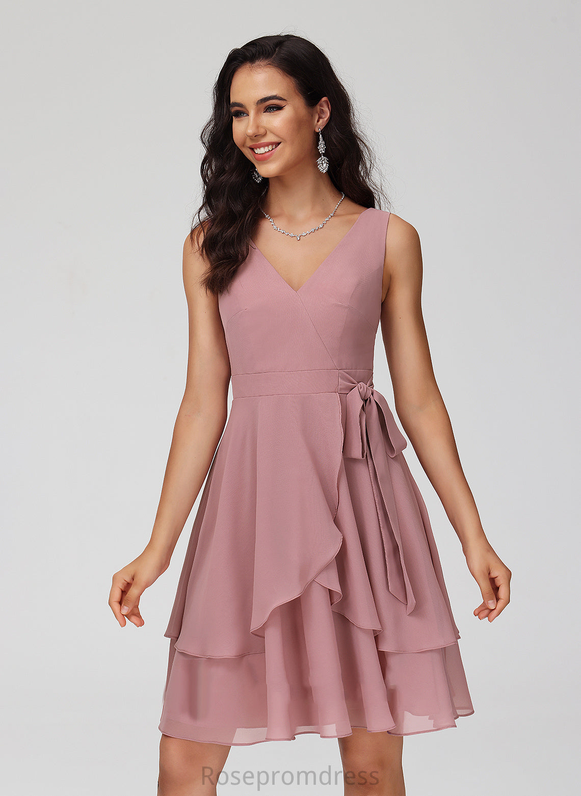 Dress Homecoming Dresses Ruffle A-Line With Short/Mini V-neck Homecoming Giovanna Chiffon