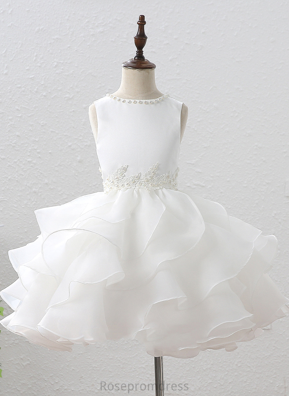 With Flower Girl Dresses Ruffles/Beading/Appliques Court Dress Ariel Girl Ball-Gown/Princess Neck Sleeveless Scoop Organza/Satin Train Flower -