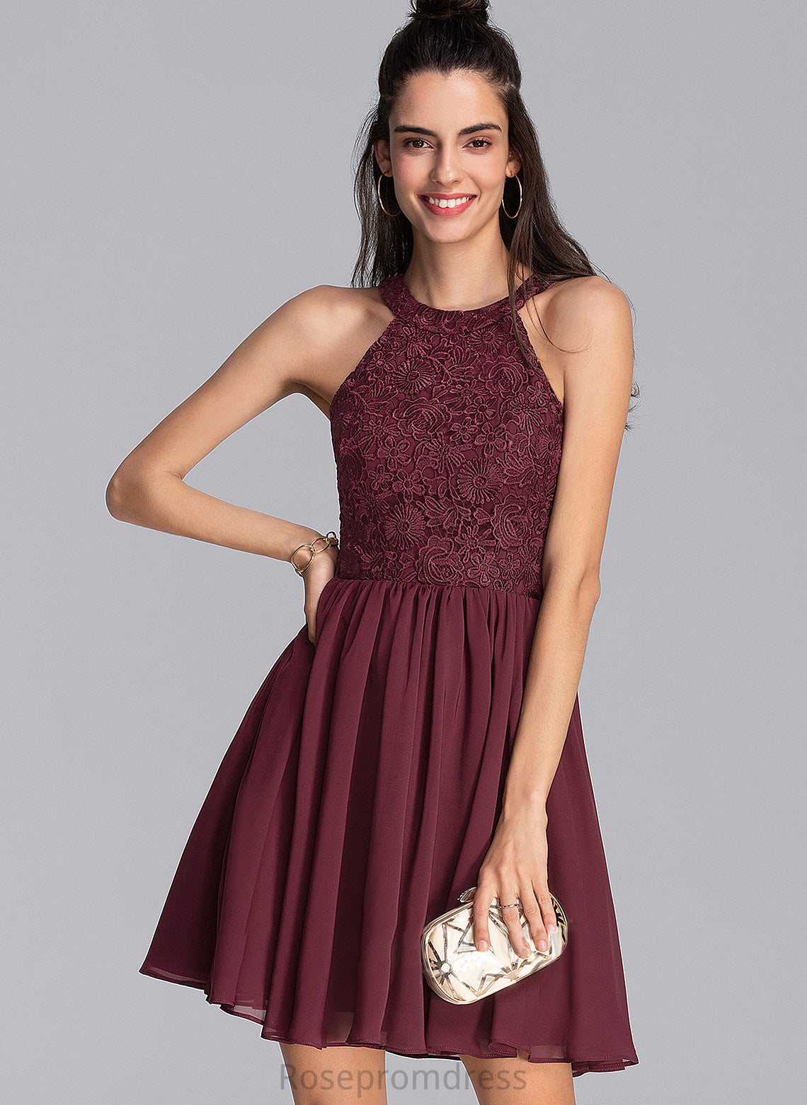 Prom Dresses Chiffon Jaslene Short/Mini A-Line Scoop Neck