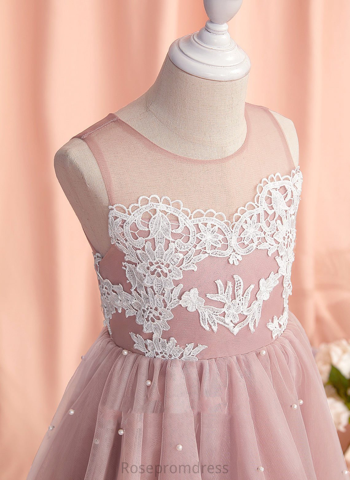 Flower Girl Dresses Girl Sleeveless Scoop - Dress Armani With Neck Tulle A-Line Lace/Beading Flower Knee-length