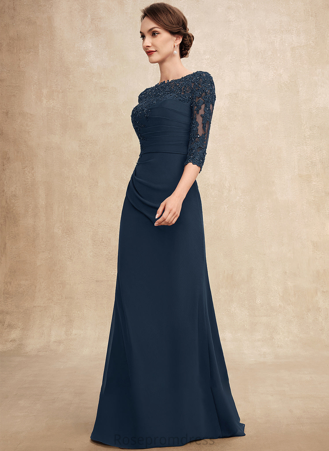 of Beading Dress Haley Floor-Length Scoop With Bride Neck Mother of the Bride Dresses Mother A-Line Chiffon Lace the Ruffle Sequins