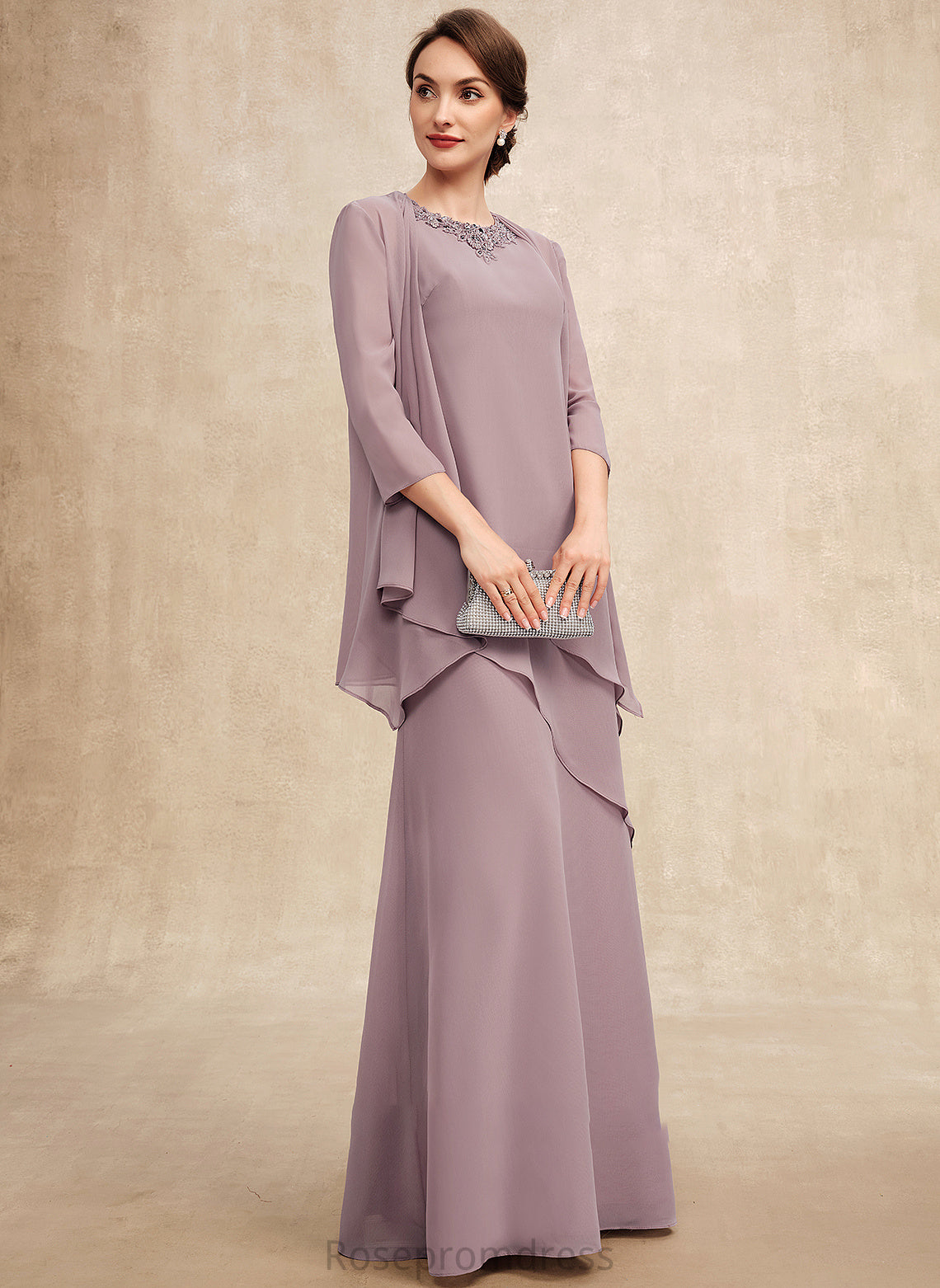 Alexa Dress Neck Scoop Floor-Length With Beading Mother of the Bride Dresses of the Bride Chiffon A-Line Mother