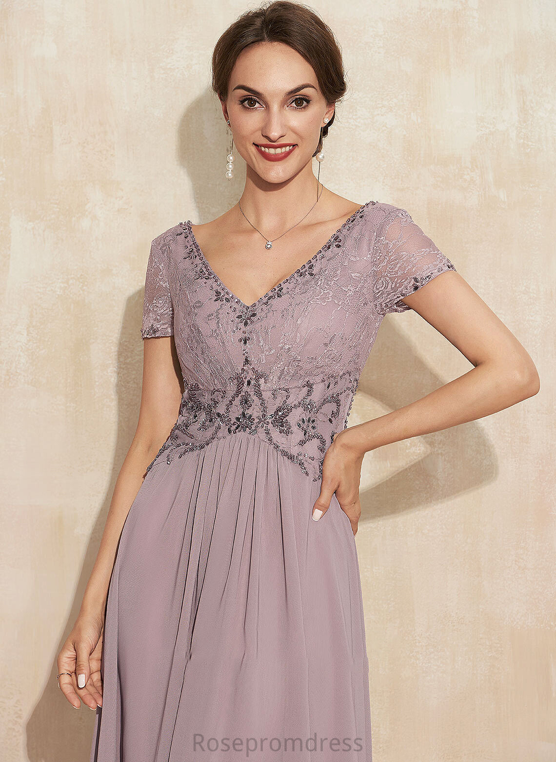 of Mother of the Bride Dresses Denisse Dress Asymmetrical the Bride With Chiffon Beading A-Line Mother Lace V-neck