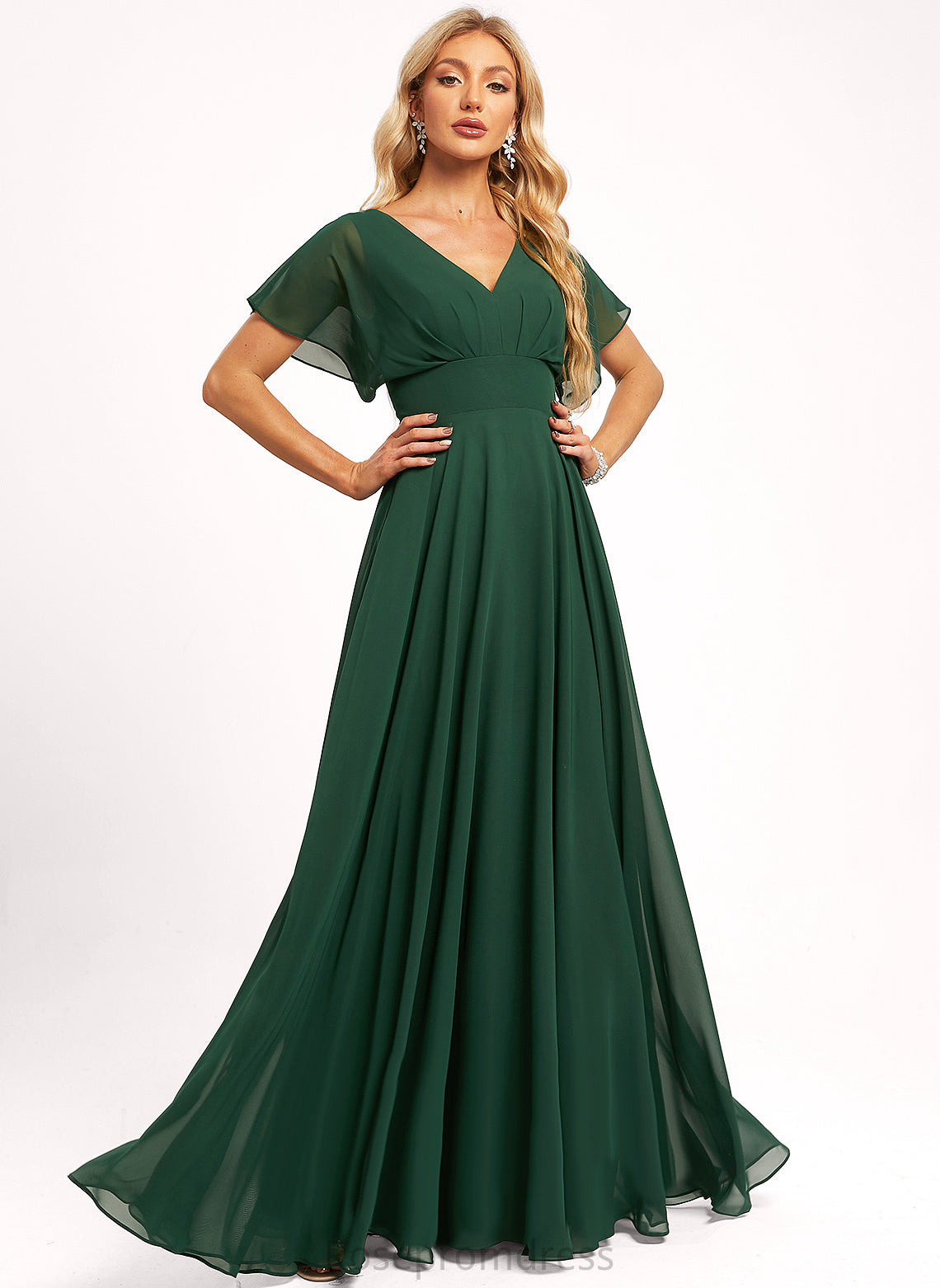 Length A-line Floor-Length V-Neck Silhouette Neckline Fabric Straps&Sleeves Shania Bridesmaid Dresses