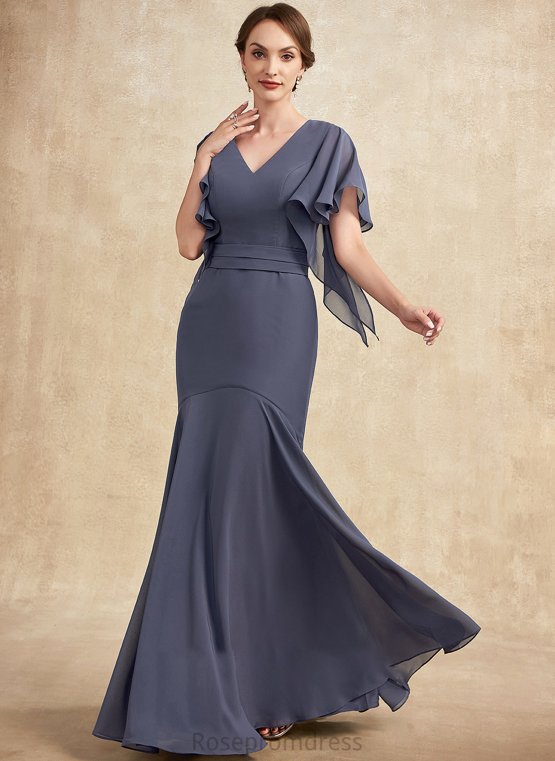 the Chiffon of Dress V-neck Floor-Length Trumpet/Mermaid Bride Mother Selah Mother of the Bride Dresses