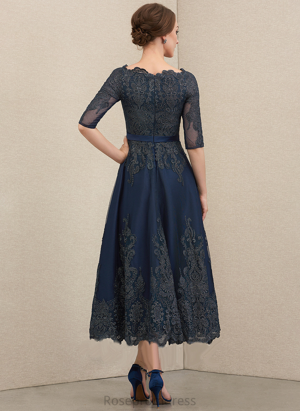 Lace Dress Bride Tea-Length of Mother the Mother of the Bride Dresses Livia Neck A-Line Scoop