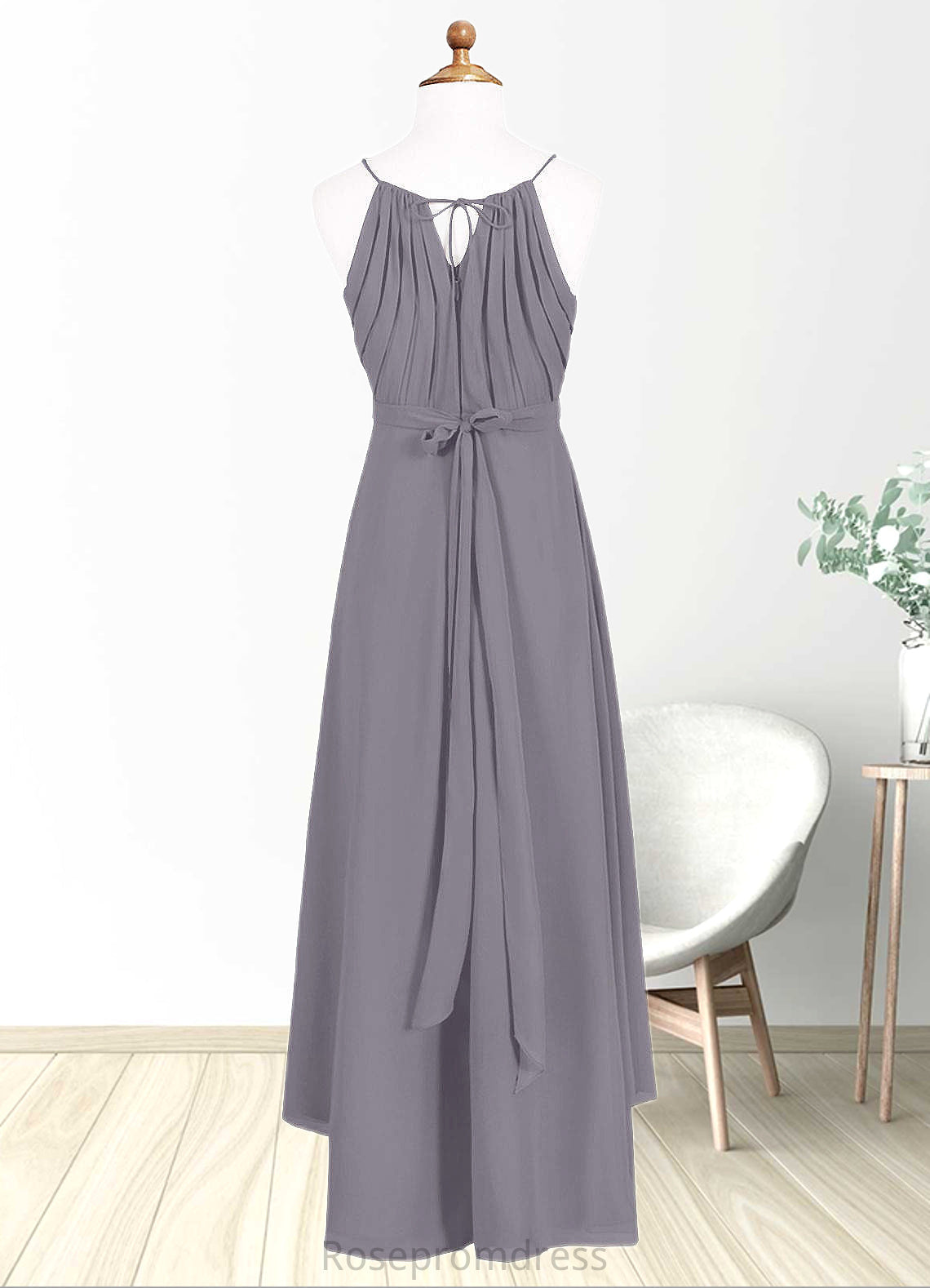 Jazlyn A-Line Pleated Chiffon Asymmetrical Junior Bridesmaid Dress SRSP0019970