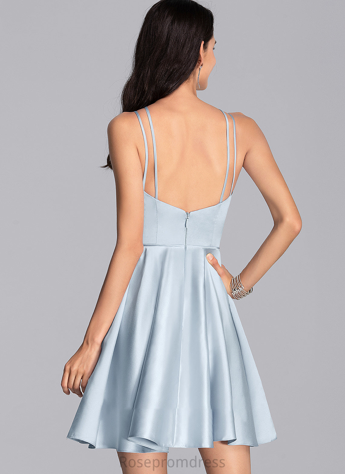 Satin Aileen V-neck A-Line Short/Mini Prom Dresses