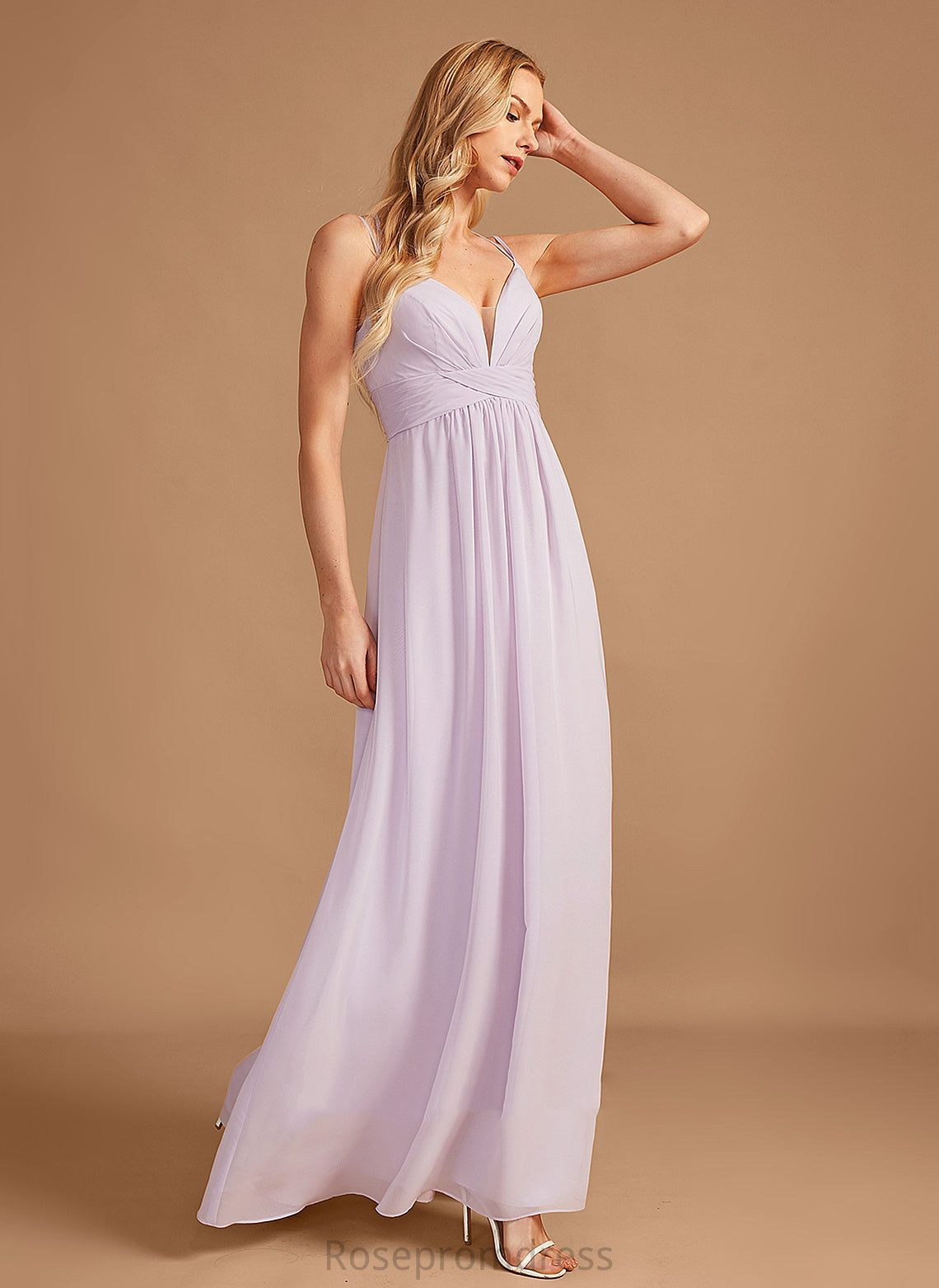 Fabric Silhouette Embellishment Length V-neck Neckline Floor-Length Ruffle A-Line Sanaa Knee Length V-Neck Bridesmaid Dresses