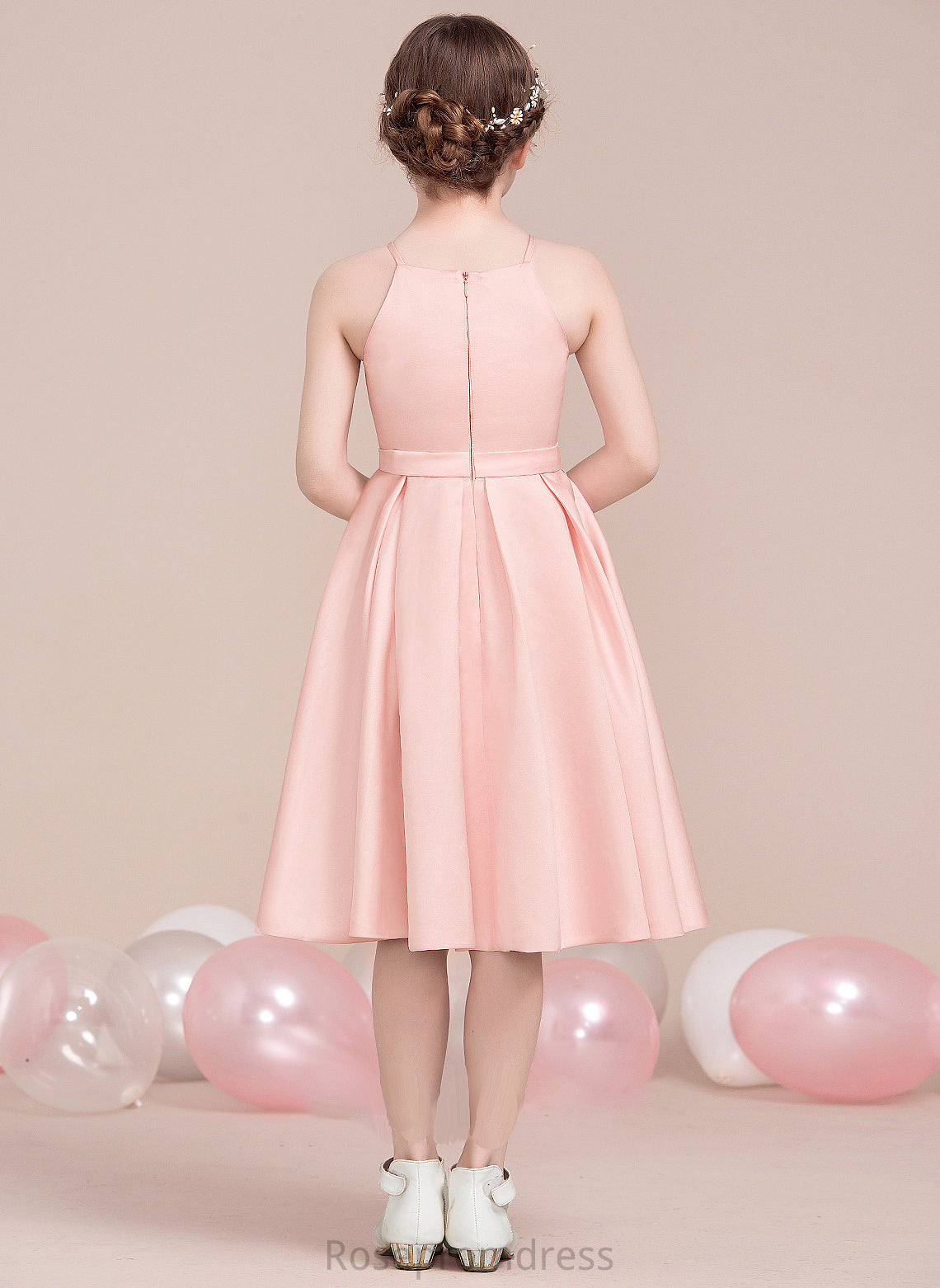 Knee-Length With Anabella Junior Bridesmaid Dresses A-Line Square Neckline Bow(s) Satin