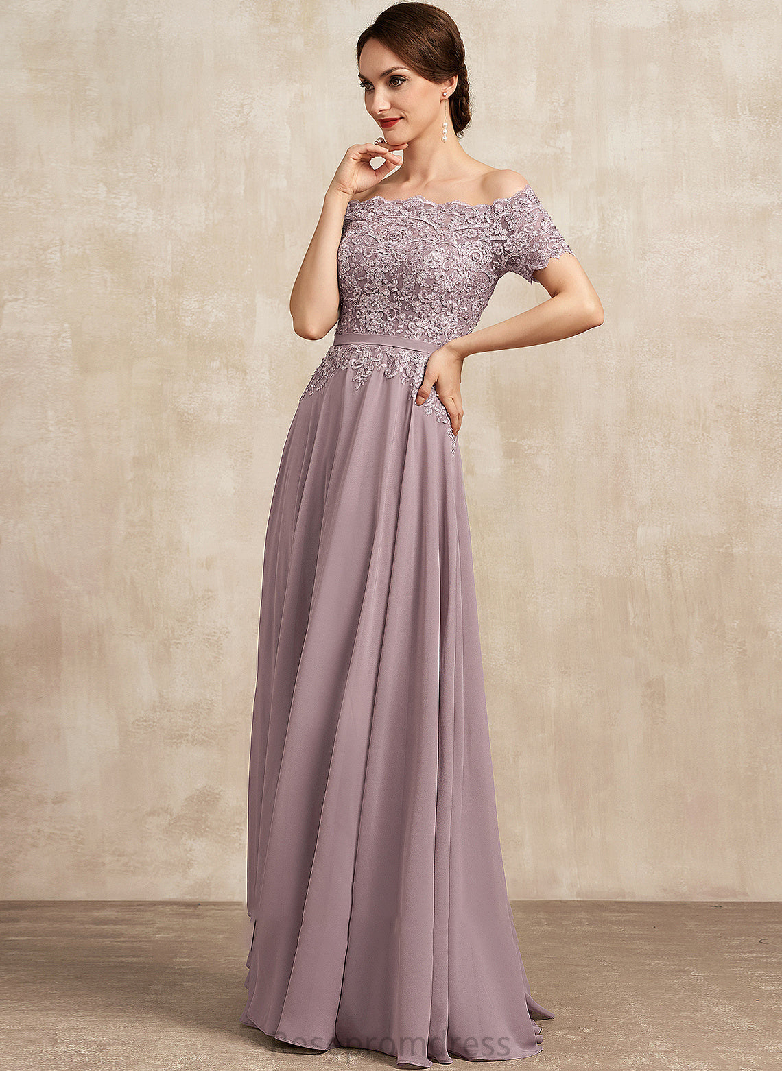 Bride the Beading Dress Chiffon of Lace With Off-the-Shoulder A-Line Mother of the Bride Dresses Piper Sequins Mother Floor-Length