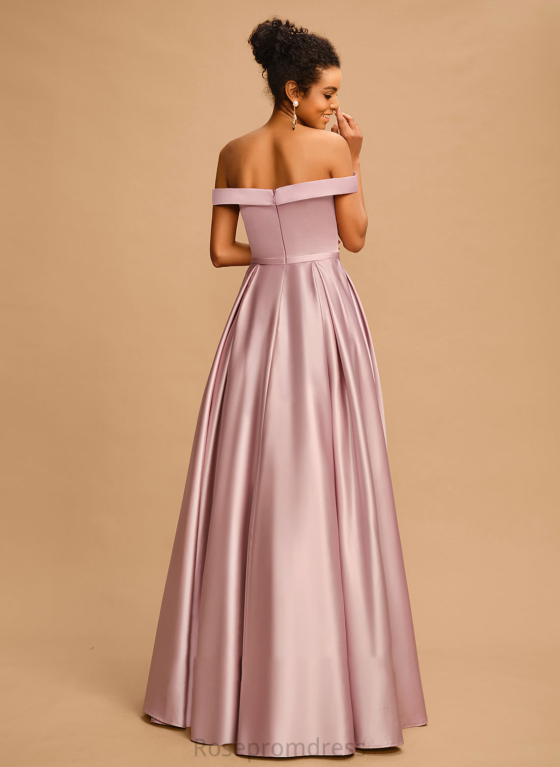 Floor-Length Off-the-Shoulder Prom Dresses Satin Alondra A-Line