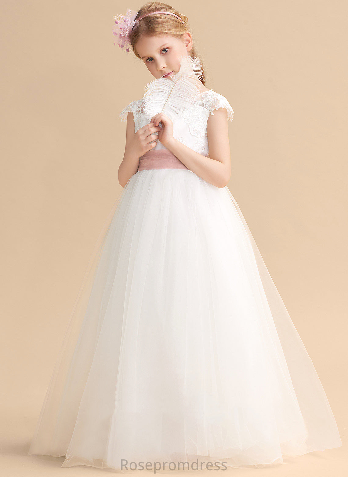 Scoop Lace/Sash Ball-Gown/Princess Sleeveless Girl Flower Neck Floor-length With Lace Dress - Flower Girl Dresses Genesis