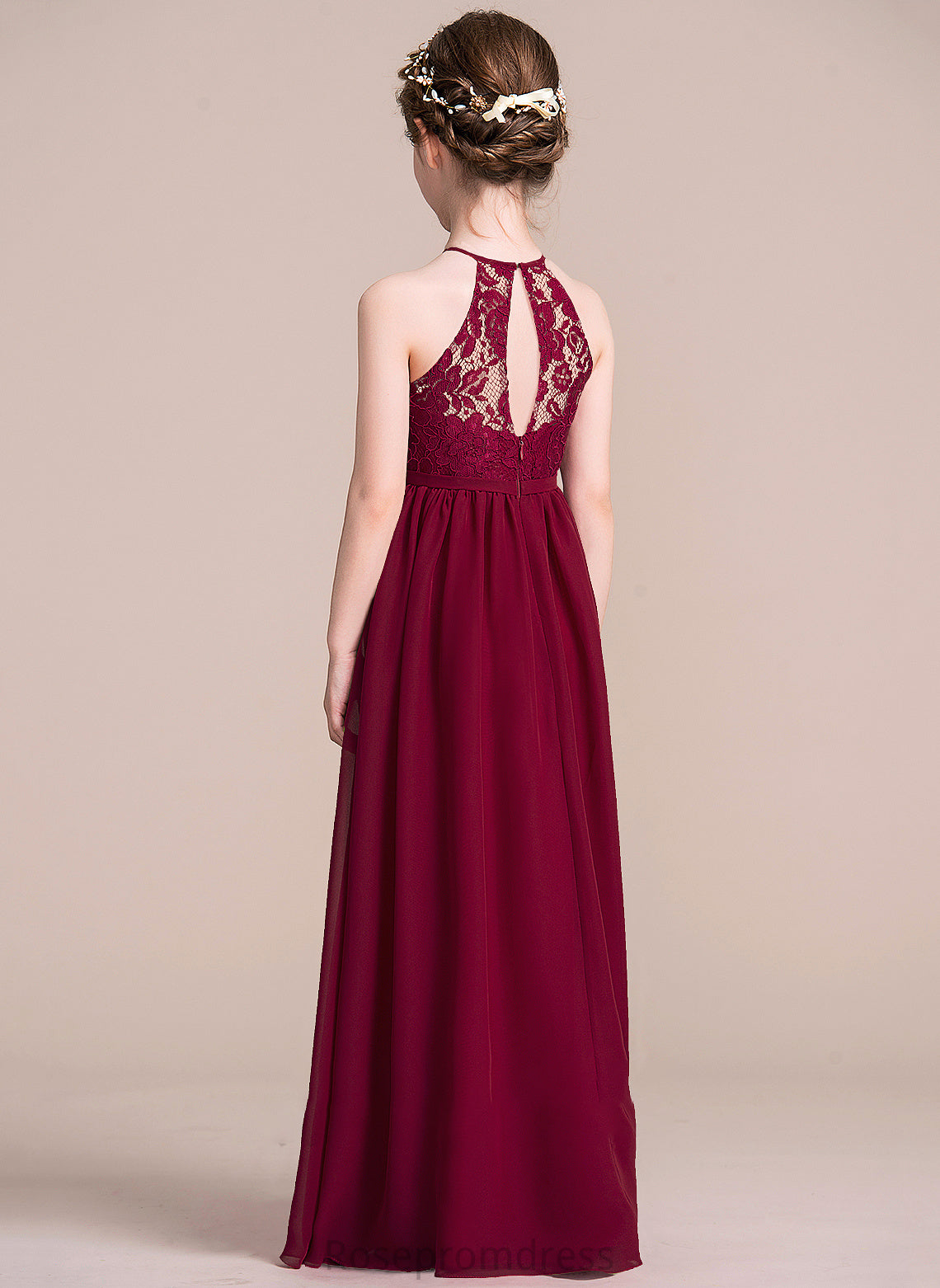 Neck Araceli A-Line Scoop Chiffon Junior Bridesmaid Dresses Floor-Length