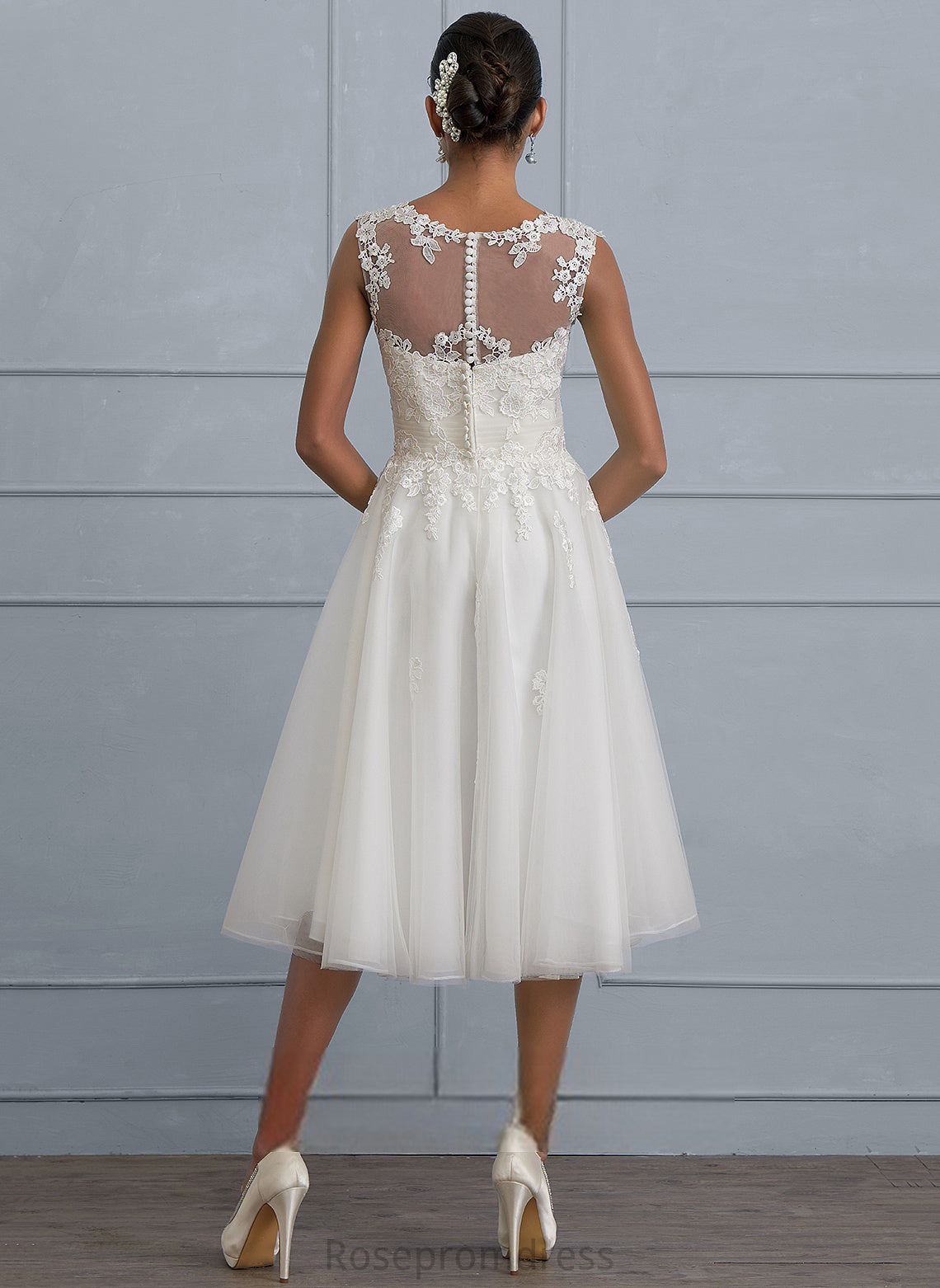 Ruffle Wedding Cailyn A-Line Illusion Lace Tulle Asymmetrical With Dress Wedding Dresses