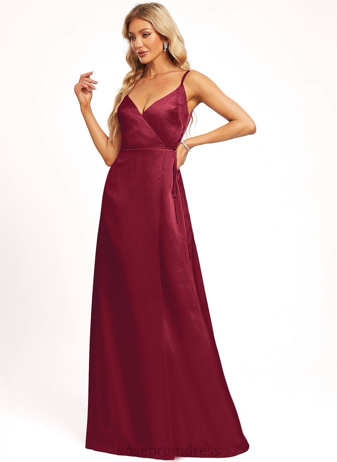 Straps&Sleeves BackStyle Floor-Length V-Neck A-line Silhouette Neckline Length Sleeveless SpaghettiStraps Annabel Floor Length Bridesmaid Dresses