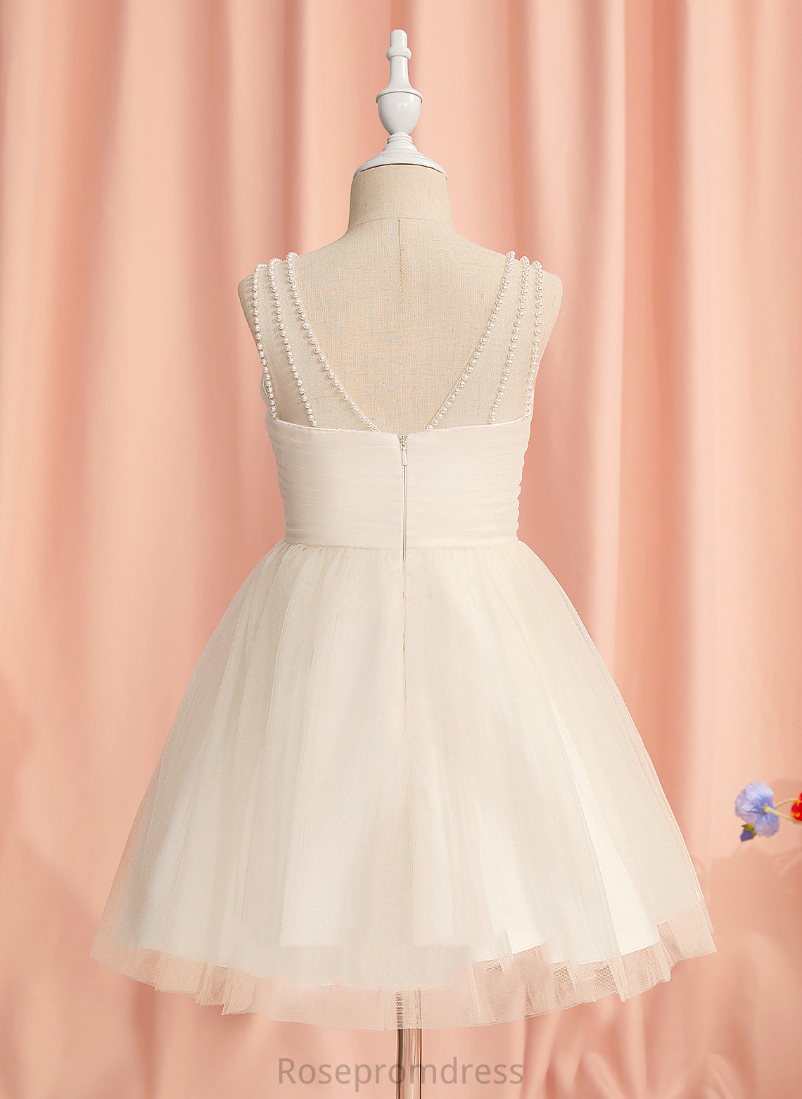 Sleeveless - V-neck Alyvia Tulle With Flower Flower Girl Dresses A-Line Girl Ruffles/Beading Dress Knee-length