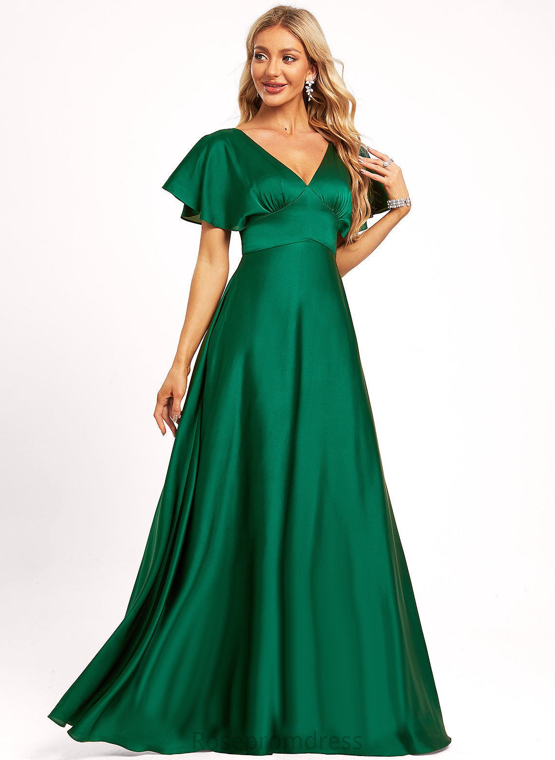 V-Neck Floor-Length Neckline Length Silhouette Straps&Sleeves ShortSleeves A-line FullyLined Elliana Bridesmaid Dresses