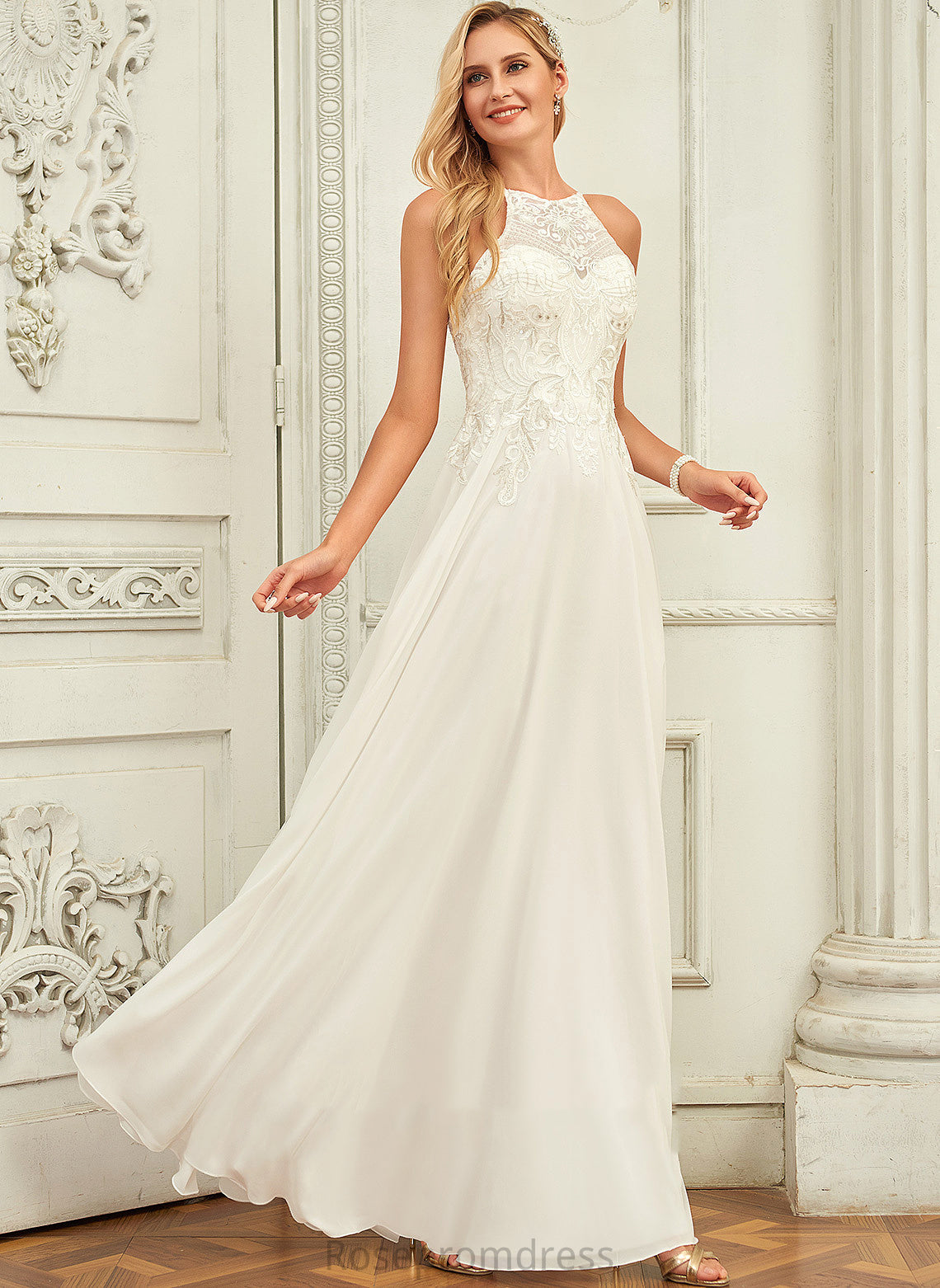 Wedding Dresses Chiffon Floor-Length A-Line Scoop Lace Daniella Wedding Dress