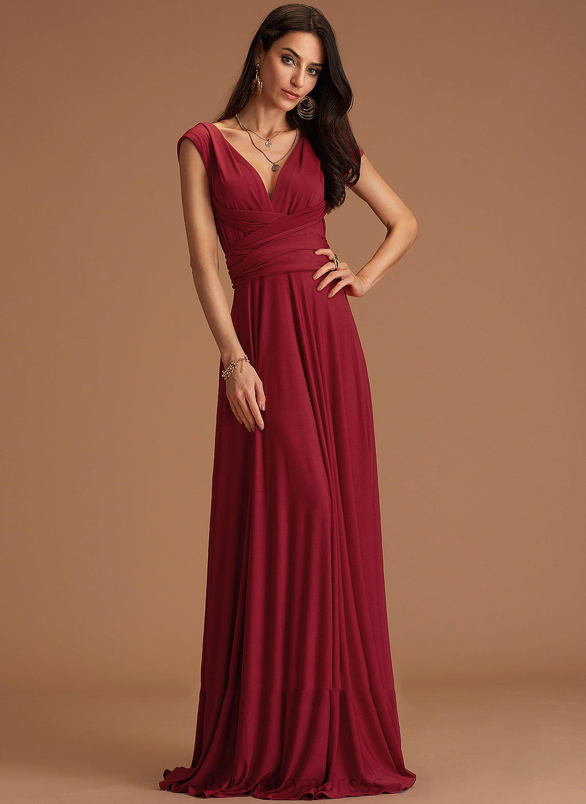 A-line Melany V-Neck Formal Dresses Dresses Jersey