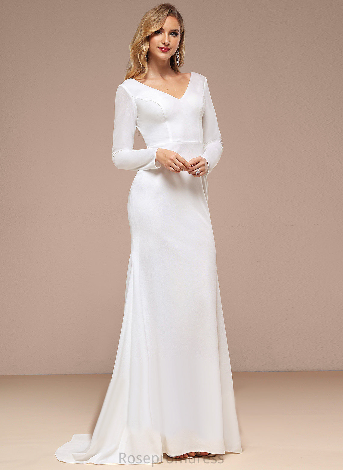 Wedding V-neck Chiffon Train Wedding Dresses Hayley Sweep A-Line Dress