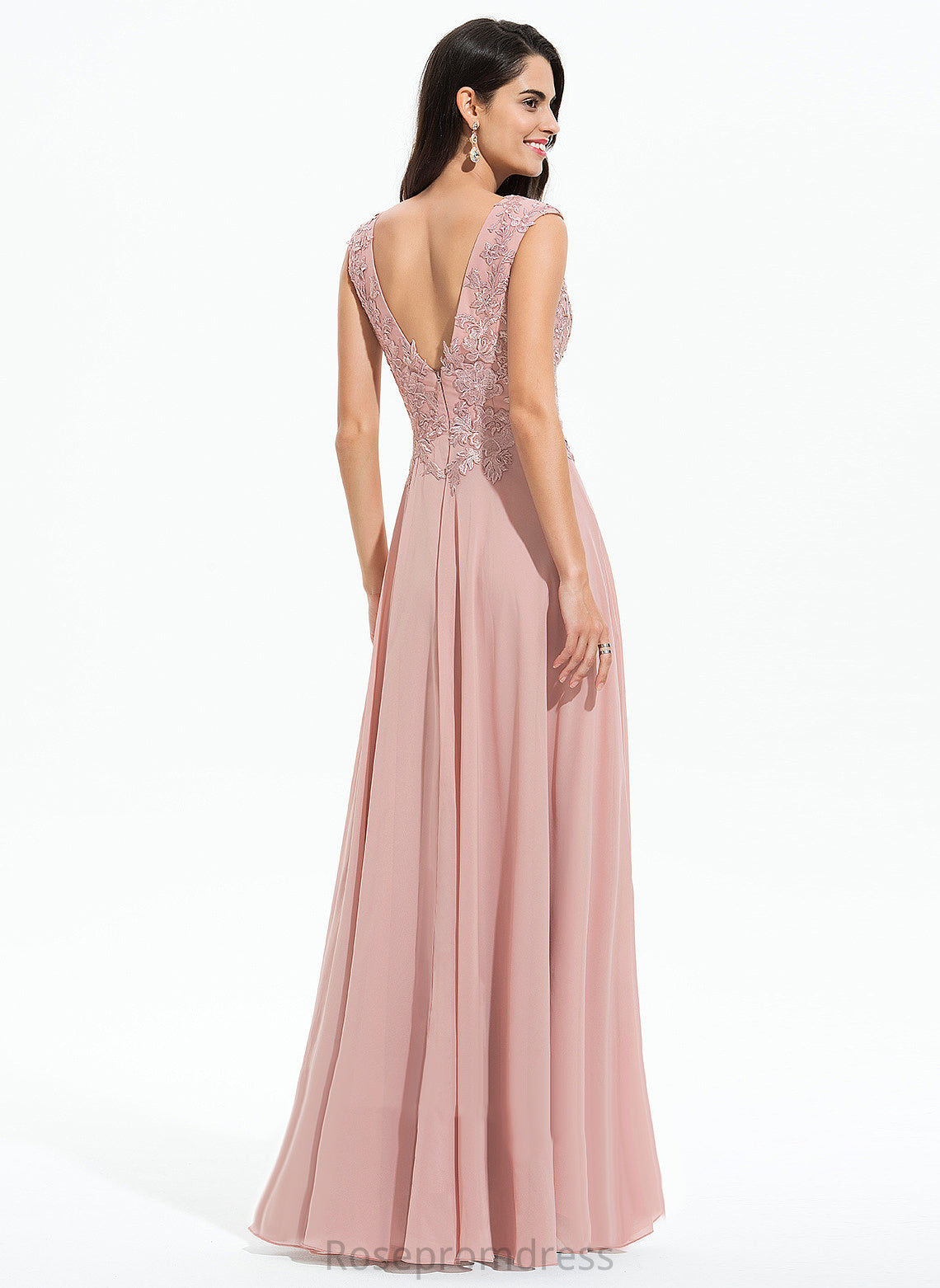 Floor-Length Chiffon A-Line Reese V-neck Prom Dresses