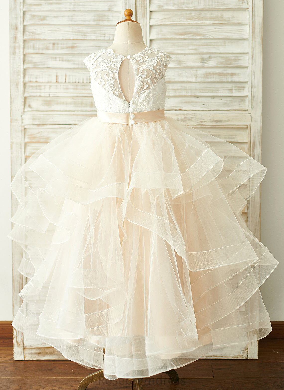 Flower Girl Dresses - Scoop Sleeveless Mavis Neck Flower Ball-Gown/Princess Girl Floor-length Tulle/Lace Dress