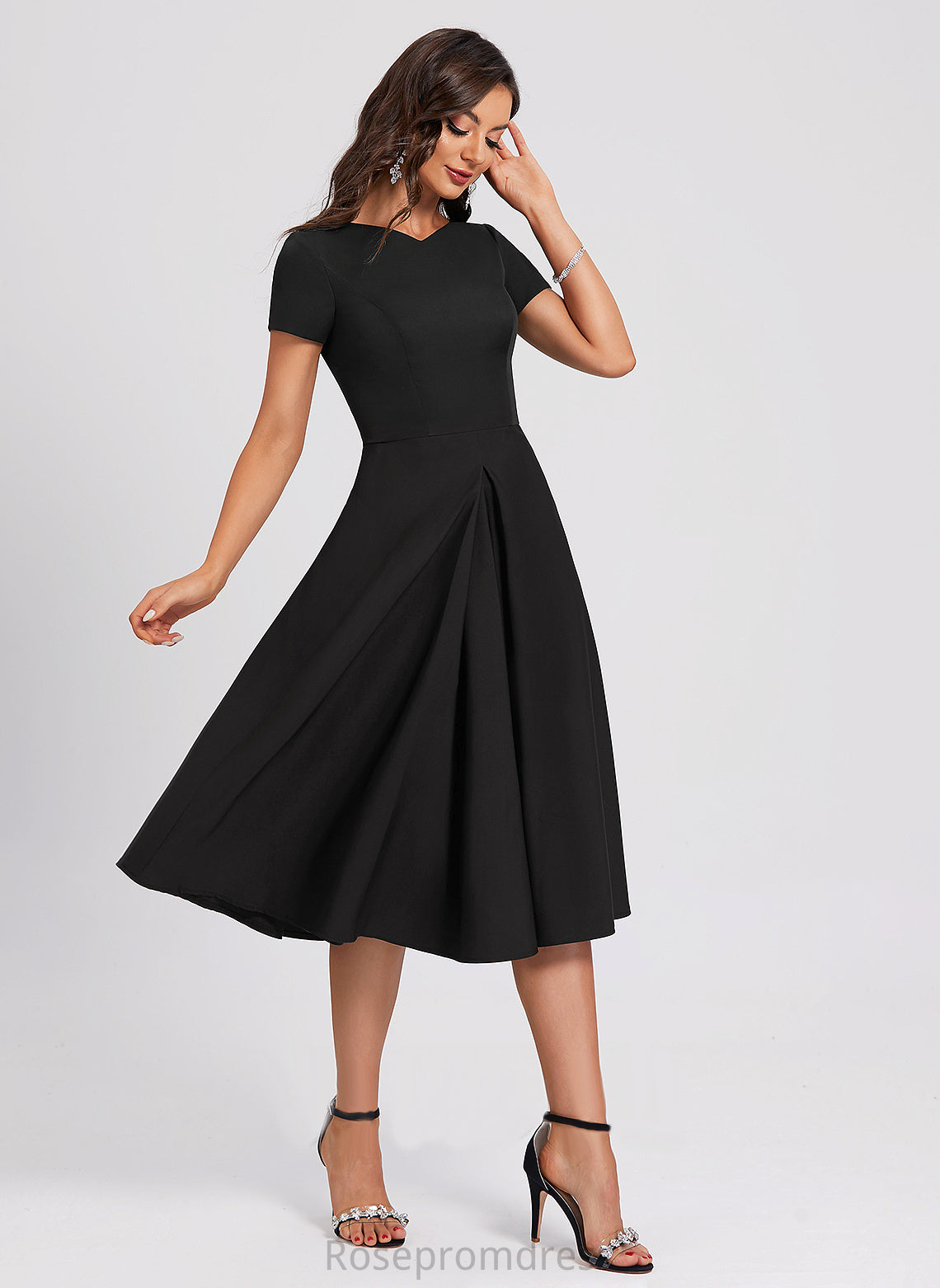 Sherry Dress Crepe Cocktail Dresses V-neck A-Line Knee-Length Stretch Cocktail