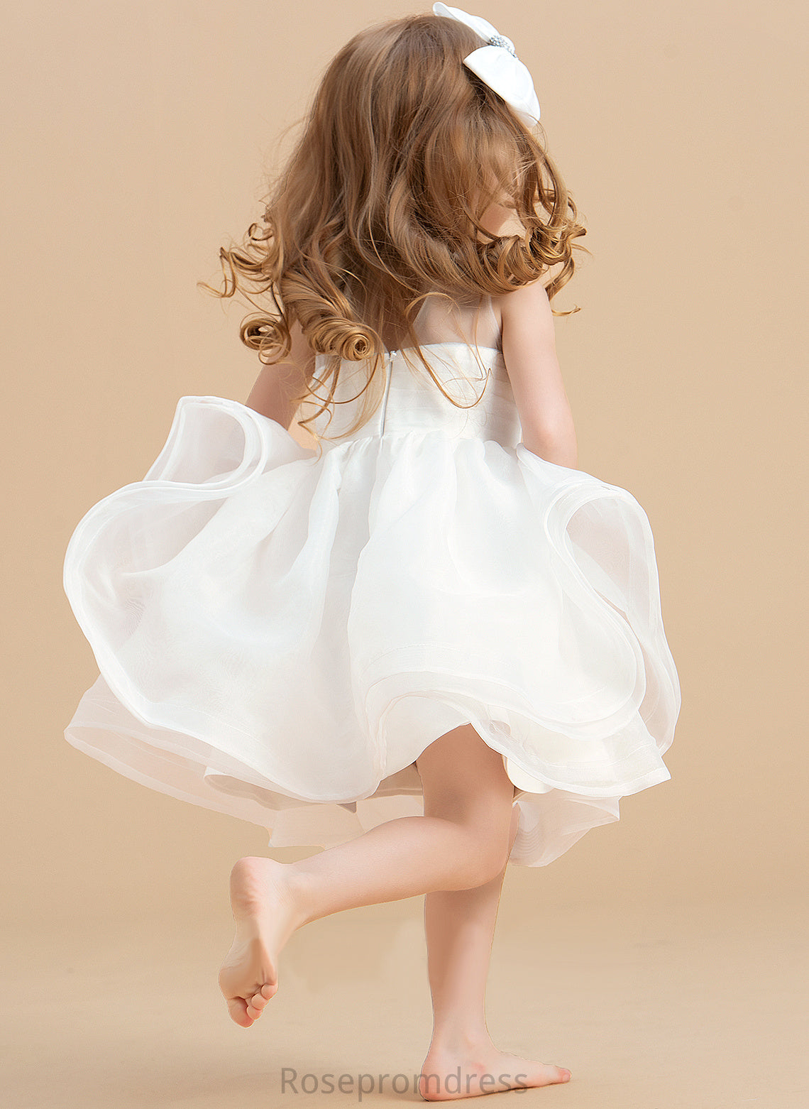 V Amira Scoop Flower Girl Dresses Knee-length Sleeveless Girl Back Flower Organza - Dress Ball-Gown/Princess With Neck