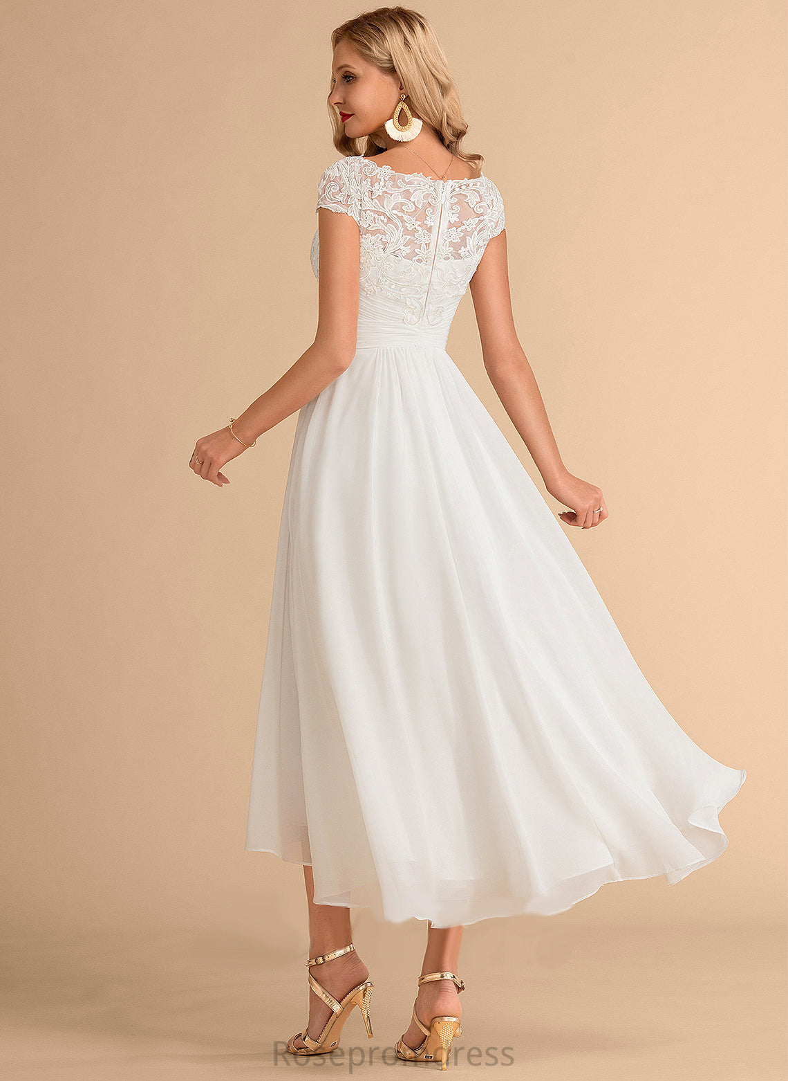 Lace Chiffon Wedding Neck Dress Wedding Dresses Scoop Asymmetrical Miya A-Line