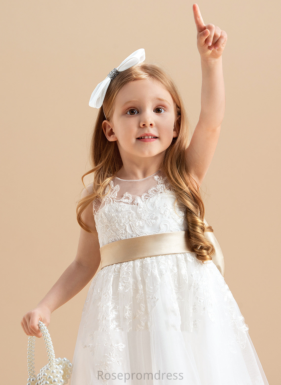 Dress Flower Satin/Tulle/Lace Scoop Tori Flower Girl Dresses Ankle-length Neck Sash/Bow(s) - Girl With A-Line/Princess Sleeveless