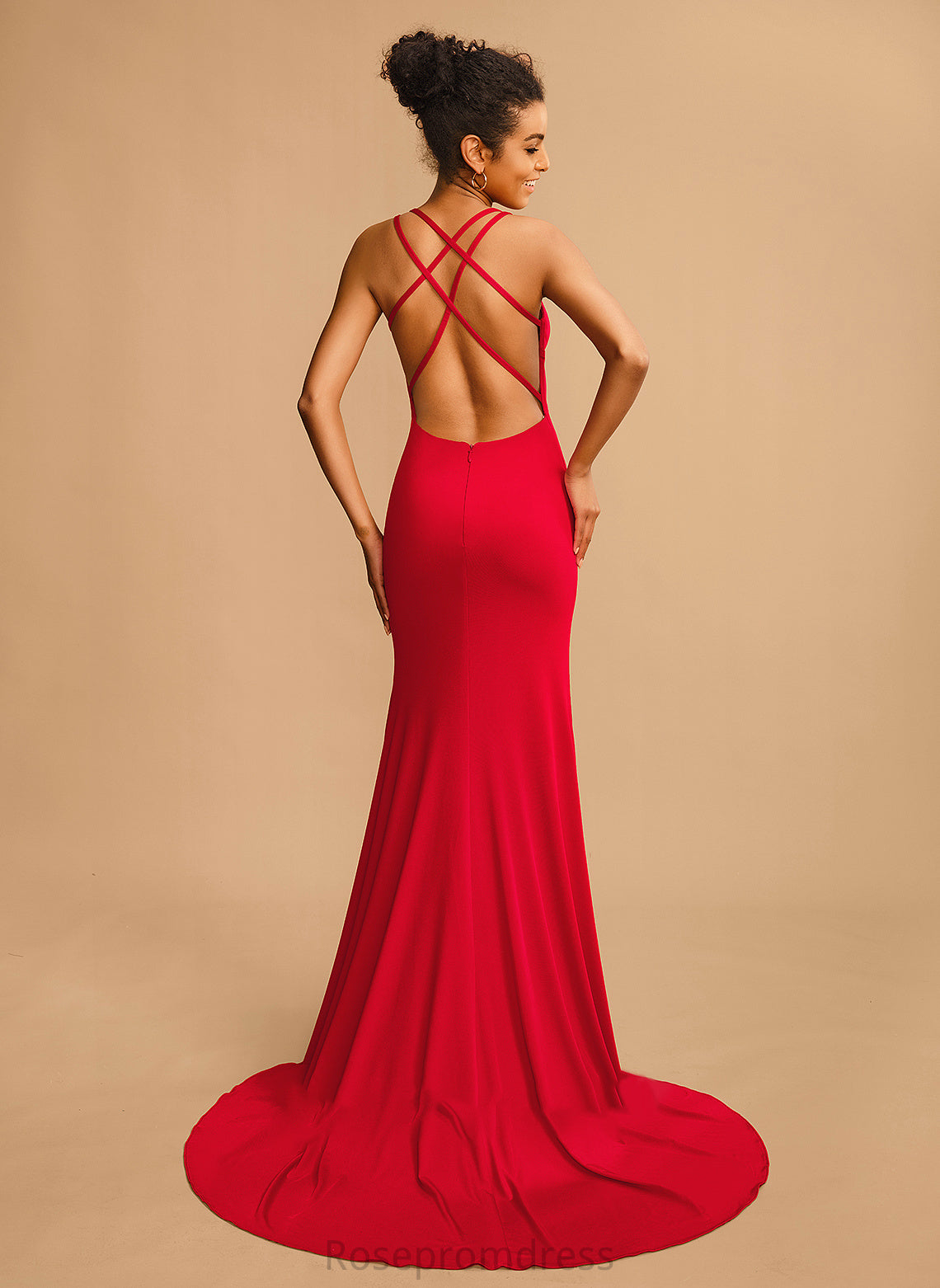 Prom Dresses V-neck Lorelei Sheath/Column Train Sweep Jersey