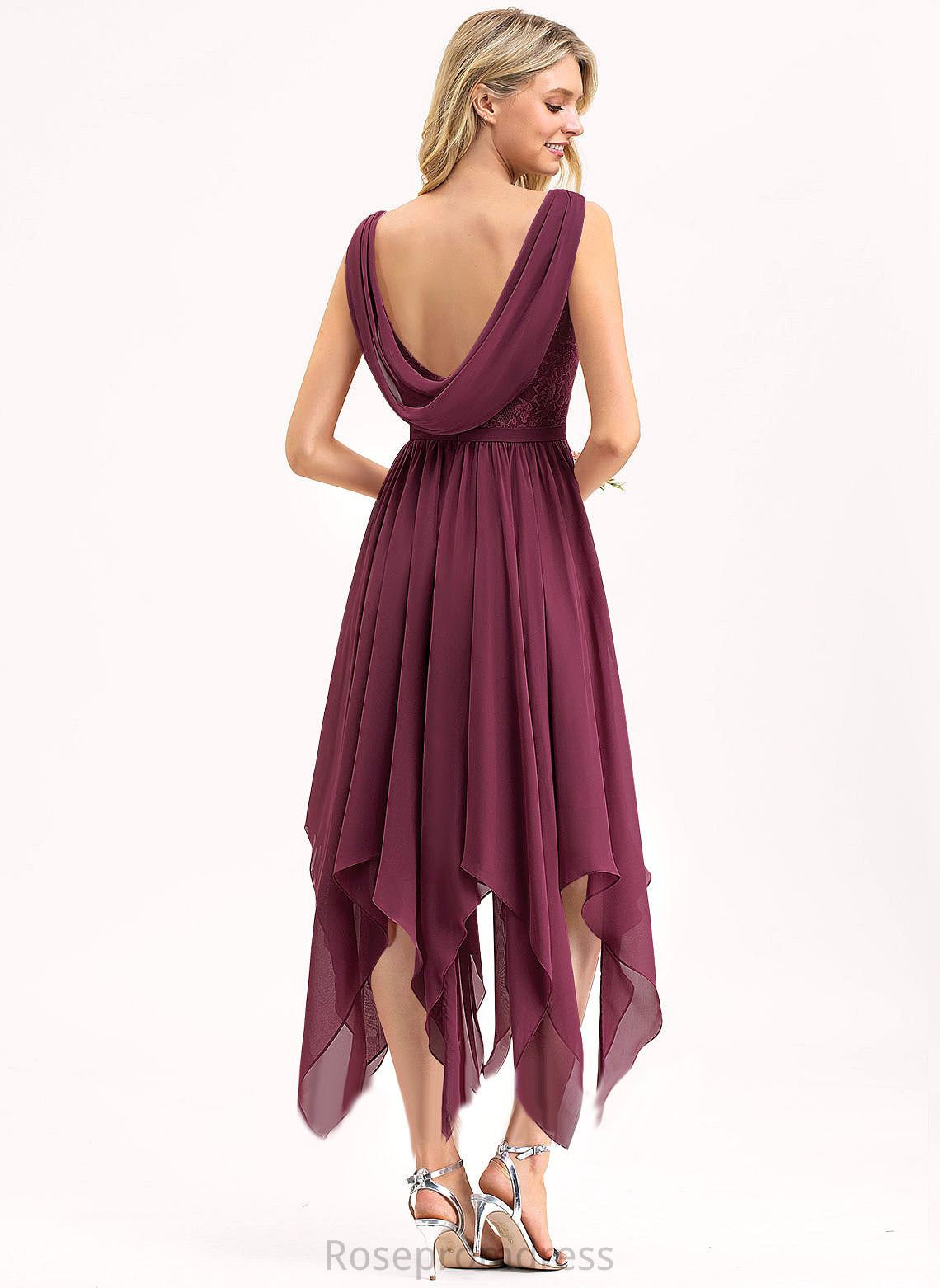 V-neck Dress Cocktail Cocktail Dresses Persis Chiffon Ankle-Length Lace A-Line