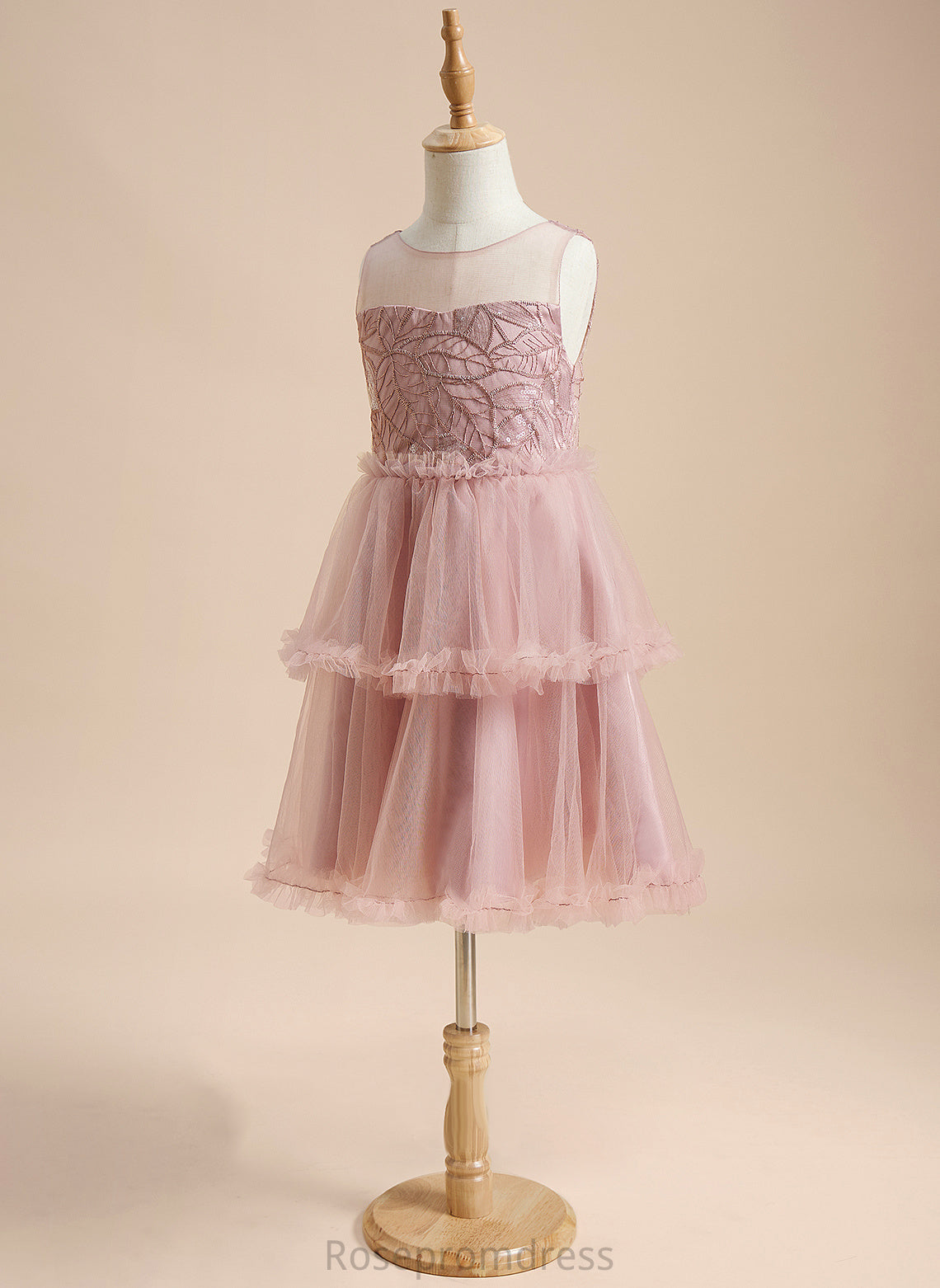 Scoop Knee-length Jan Flower Girl Dresses Girl With Neck Dress Sleeveless Sequins/Pleated/V A-Line - Flower Back Tulle