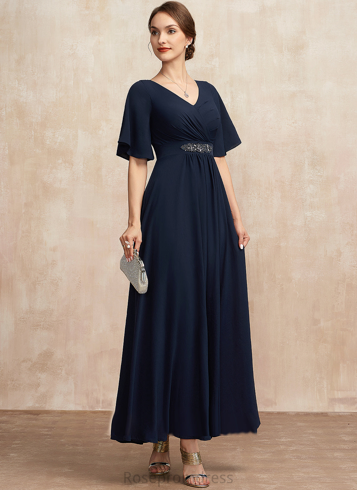 Mother of the Bride Dresses A-Line V-neck Bride Dress Ruffle of With the Mother Annabelle Ankle-Length