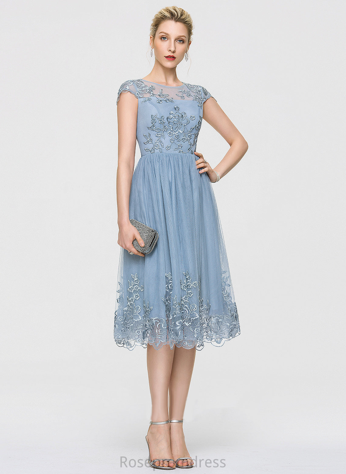 Lace Homecoming Dresses Scoop Tulle A-Line Sequins With Homecoming Pamela Knee-Length Neck Dress