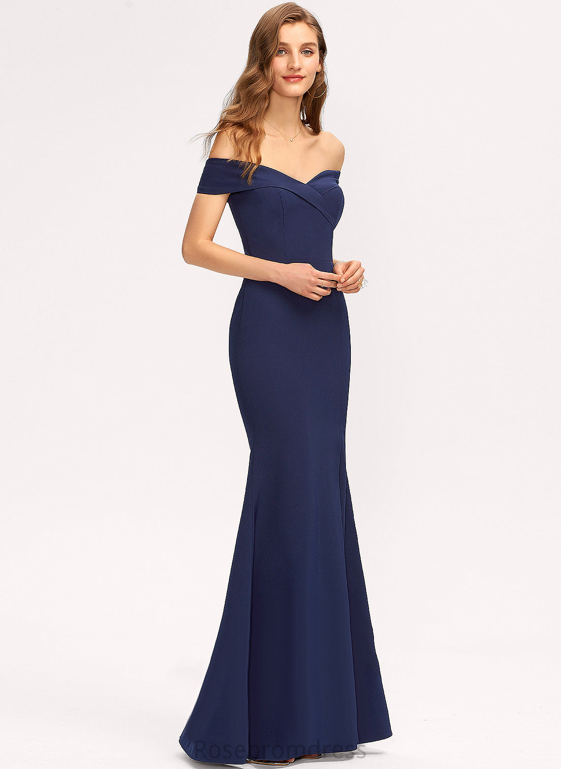 Stretch Prom Dresses Trumpet/Mermaid Off-the-Shoulder Marin Crepe Floor-Length