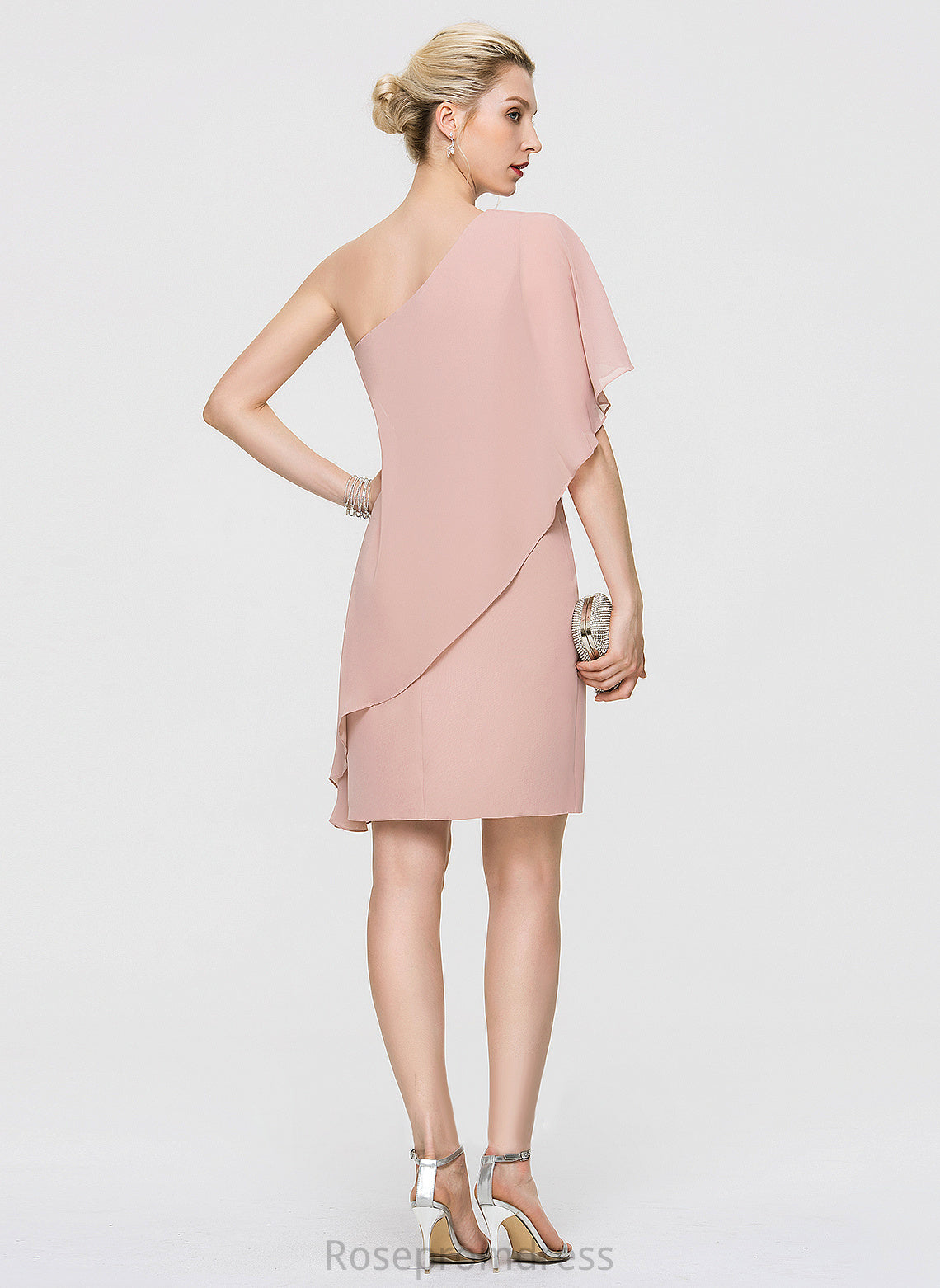 Cocktail Knee-Length Jakayla One-Shoulder Cascading Sheath/Column With Dress Cocktail Dresses Chiffon Ruffles