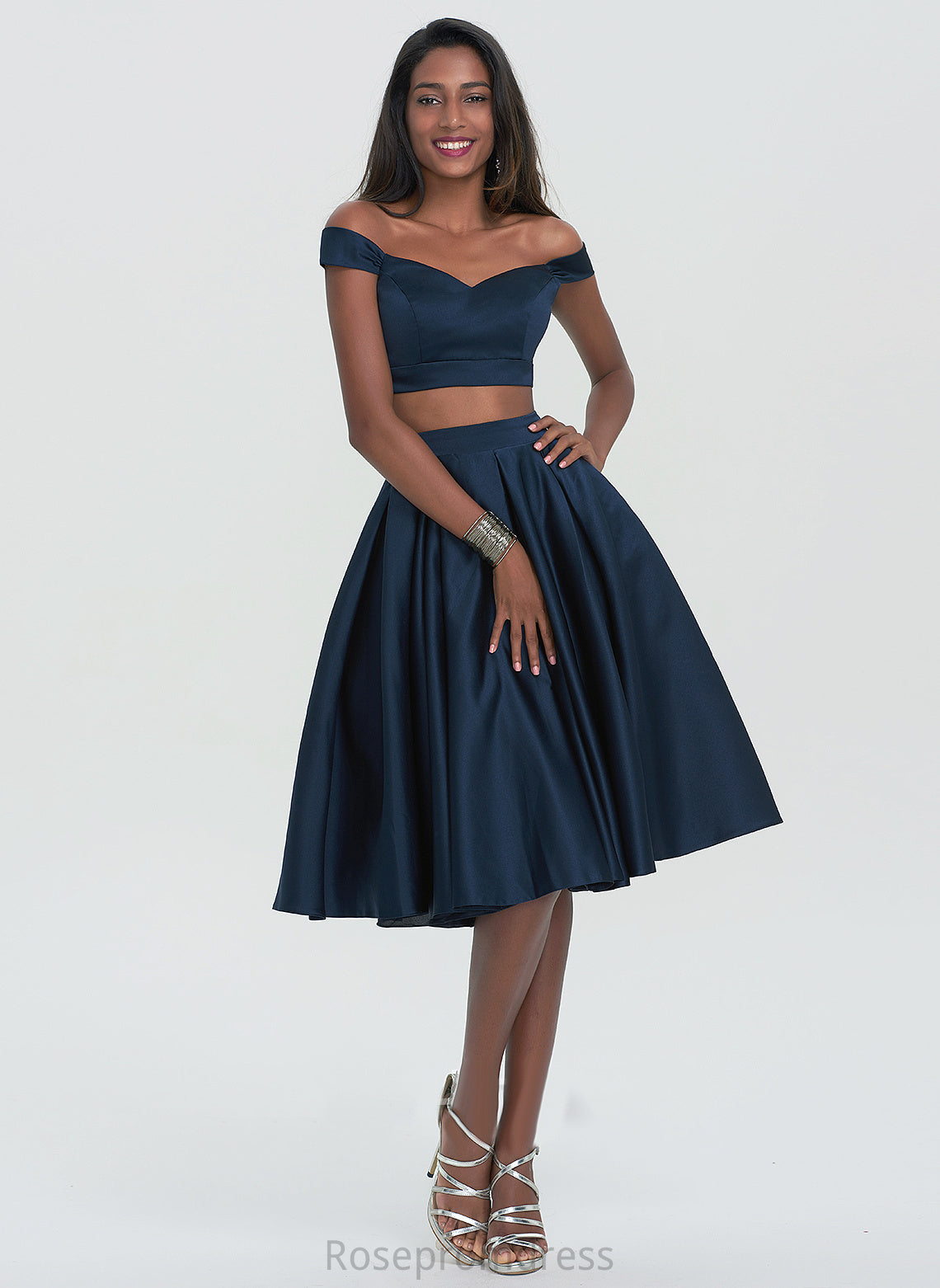 Satin Heidi Homecoming A-Line Off-the-Shoulder Sweetheart Homecoming Dresses Dress Knee-Length