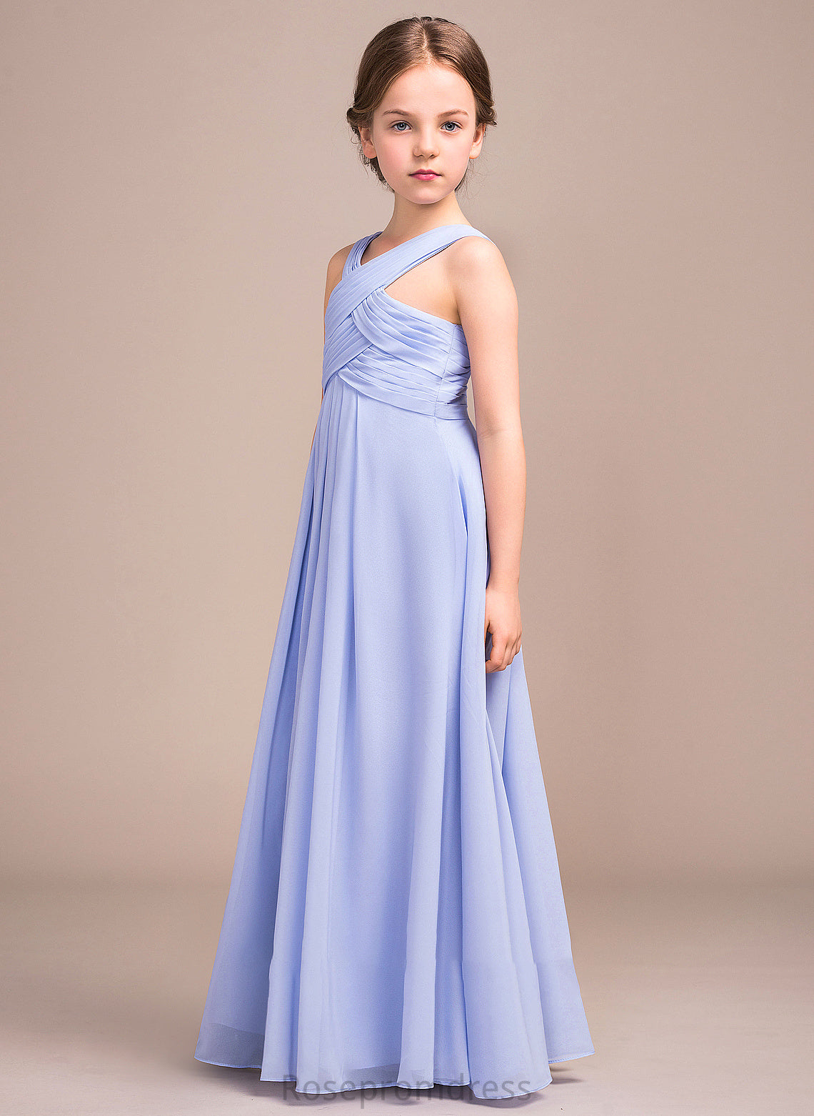 With Junior Bridesmaid Dresses V-neck A-Line Floor-Length Ruffle Chiffon Lexie