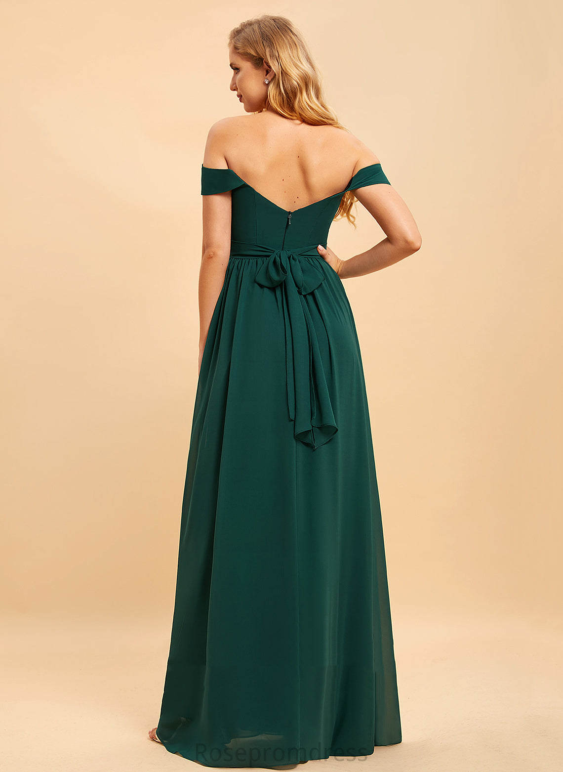 Length Off-the-Shoulder SplitFront Neckline Embellishment Silhouette Fabric A-Line Floor-Length Cassie Floor Length A-Line/Princess Bridesmaid Dresses