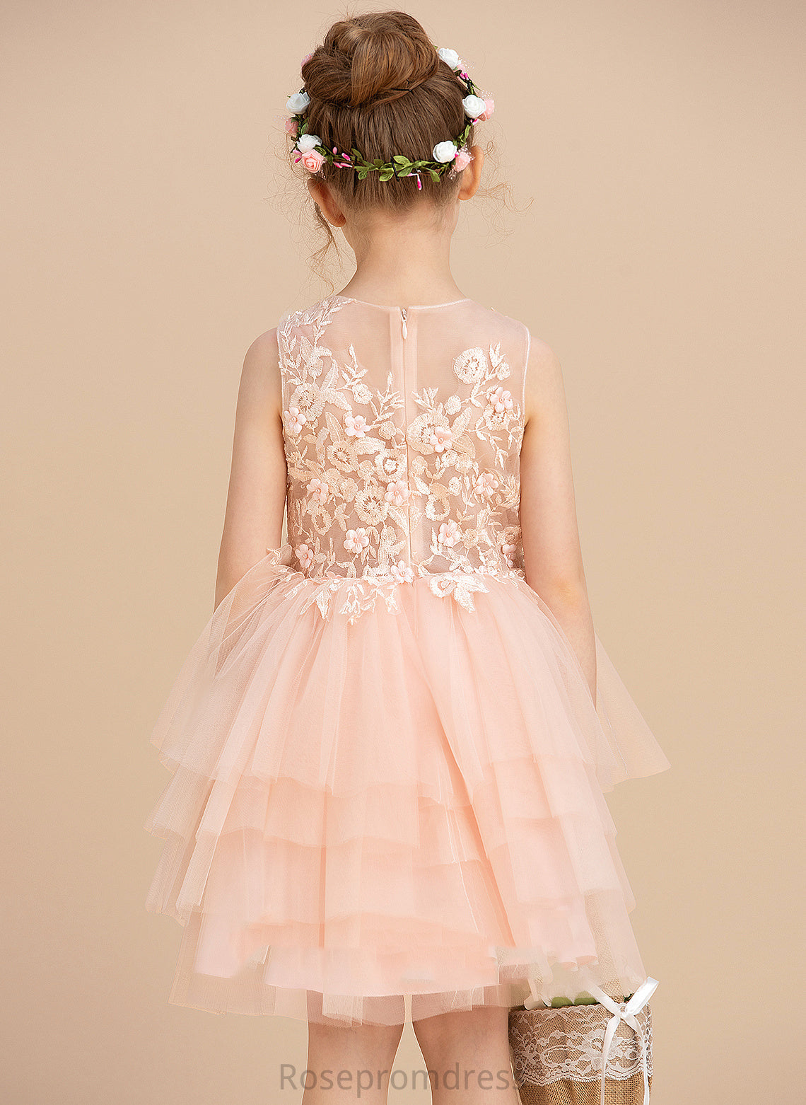 Neck Lace/Beading Flower Girl Dresses Knee-length Flower Rebecca Scoop Sleeveless With Girl Ball-Gown/Princess - Dress Tulle/Lace