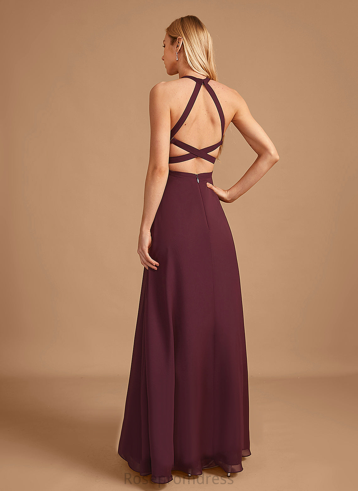 Silhouette HighNeck Neckline A-line Straps&Sleeves Length Floor-Length Fabric Alisha Floor Length Natural Waist Sleeveless Bridesmaid Dresses