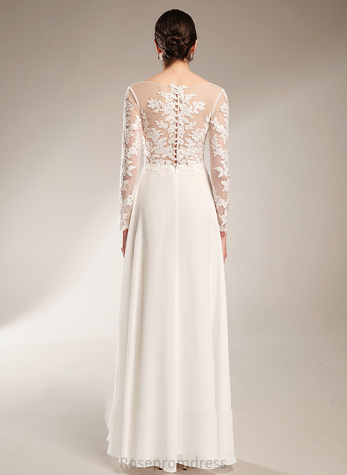 Lace Split With V-neck Bailee A-Line Chiffon Floor-Length Wedding Wedding Dresses Front Dress