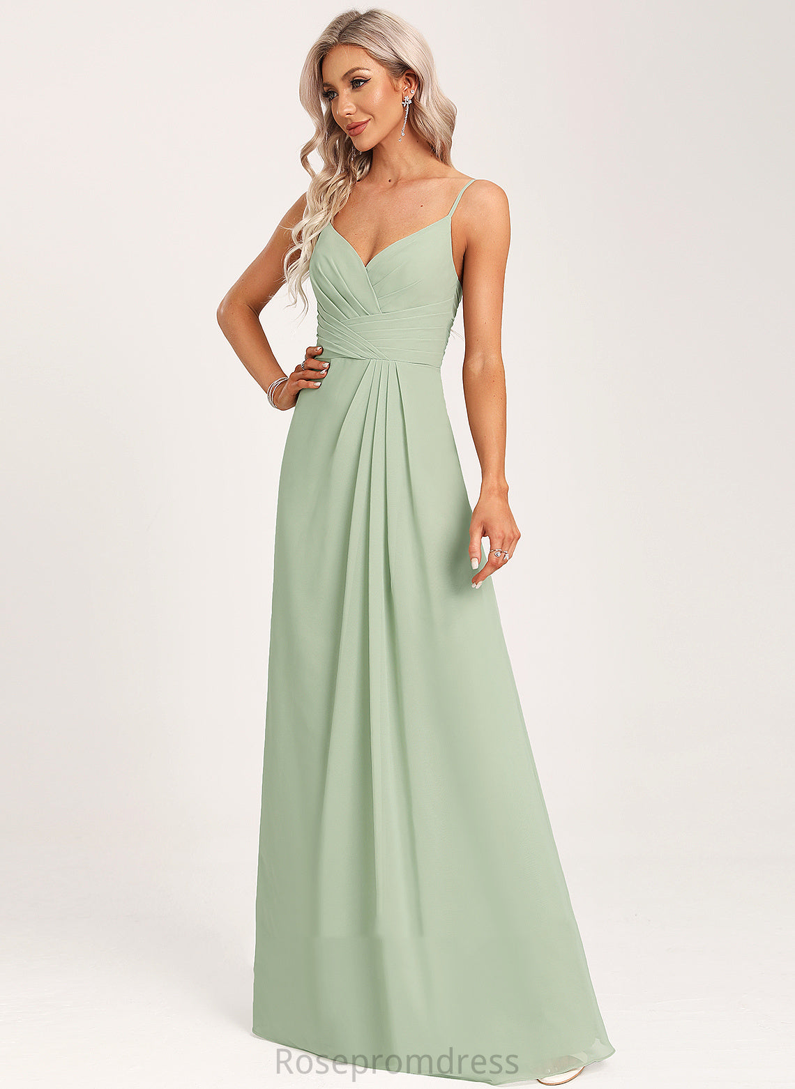 Embellishment Ruffle Length A-Line Neckline Fabric V-neck Silhouette Floor-Length Anabella Bridesmaid Dresses